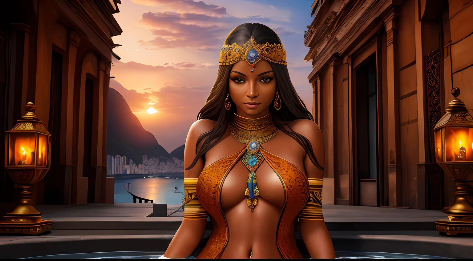high resolution best quality tantric woman bathed in rio photo realistic --auto