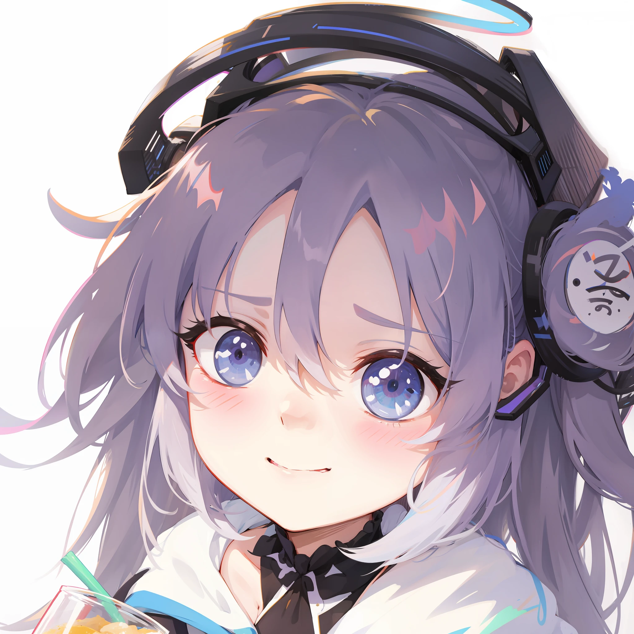 Anime girl holding drink and straw in hand, anime moe art style, shikamimi, discord profile picture, tsuaii, negao, sougetsu, roguish smirk, from girls frontline, Ayaka Genshin impact, Hestia, Waifu, girls frontline style, Kantai collection style, booru, ahegao