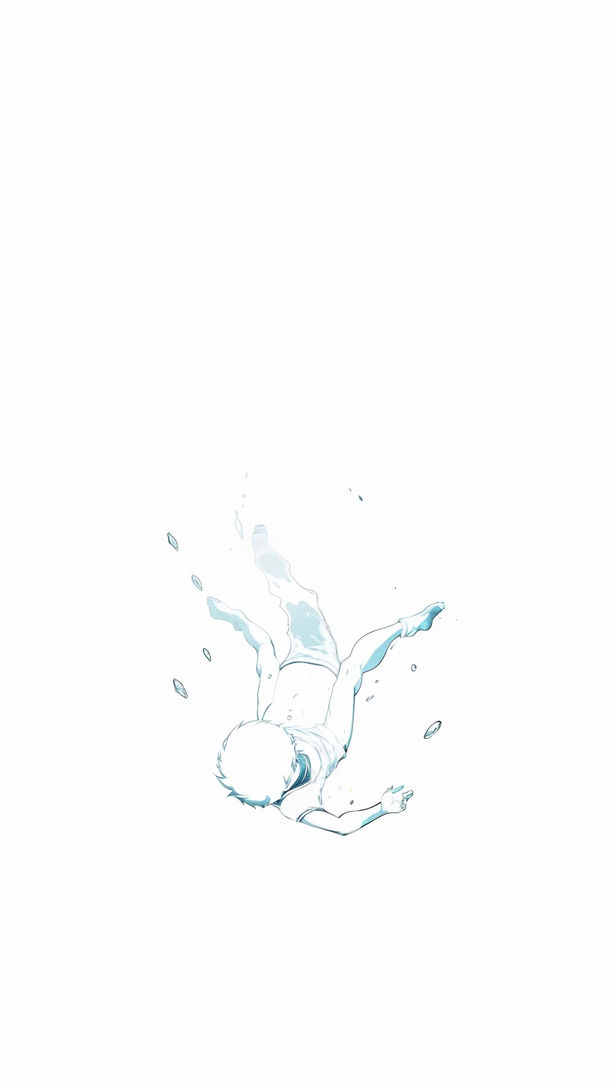 Falling boy Body dynamic clear coloring Falling into the deep sea