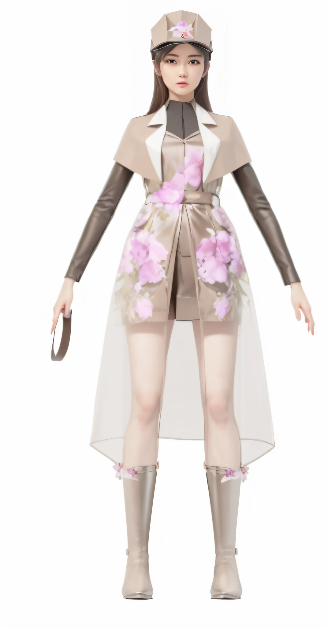 Beautiful mature college girl,The main fabric has a bit of metallic,The body part is partial to cortex, the color is not all black, and a little dark brown is required,The white lapels are metalless and close to the fabric of an ordinary trench coat,The three-dimensional flowers can be sheet paper film origami feeling,Transparent material lace pvc。Photoreality,photore,tmasterpiece,hentail realism,hentail realism,Photoreality,hight contrast,The photorealistic digital art trend is detailed and realistic in Artstation 8k HD HD, A detailed, skin textures, ultra - detailed, realistic skin textures, armature, best qualtiy, 超A high resolution, (真实感:1.4),, A high resolution, A detailed, RAW photogr, sharp, by lee jeffries nikon d850 film stock photograph 4 kodak portra 400 camera f1.6 Lens, rich colors, ultra-realistic realistic textures, dramatic lighting, unrealengine artstation cinestill 800 trends,