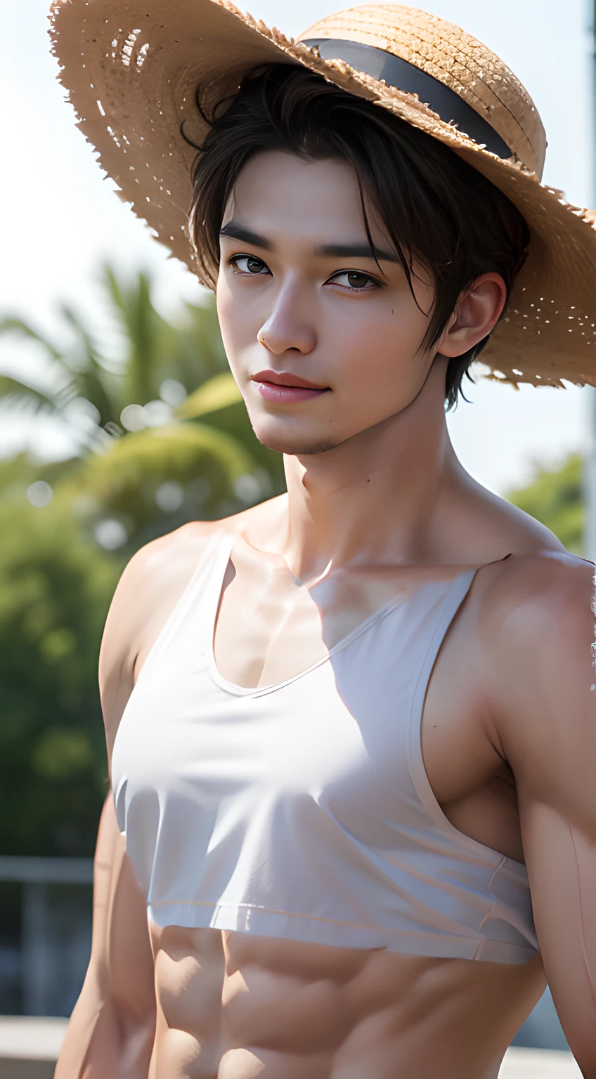 white tanktop,