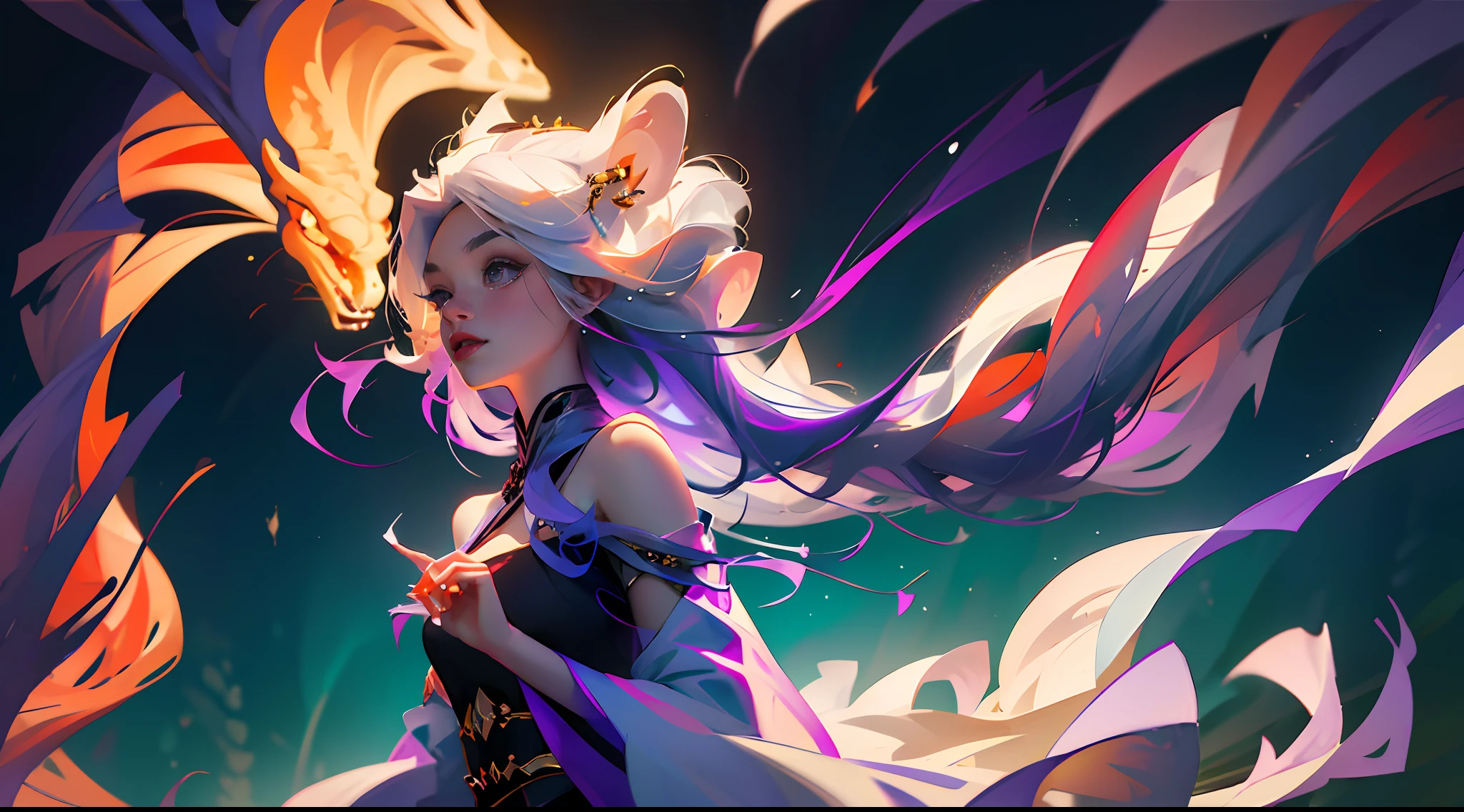 Beautiful and ethereal vixen dressed in flowing white Chinese robes。The image captures a fox spirit in the Dark Sea of Hades,It is surrounded by purple gas and a faint cloud,Adds an otherworldly touch to the scene。The fox demon's long white hair and robe were blown up by the wind,It adds movement and fluidity to the picture。Use Midjourney's advanced brush tools to create complex folds and textures on vixen's robes and hair,And experiment with different color palettes and brushstrokes to bring out the ethereal quality of the scene。The image of the vixen spirit is sometimes obscured by the purple qi around it,It also adds to the beauty of the vixen,Make the scene full of mystery and fascination。Leverage Midjourney's powerful tools,You can bring this captivating and ethereal scene to life with incredible detail and beauty。 hdr,(真实感,Masterpiece quality,best qualtiy),,pureerosface_v1,ulzzang-6500-v1.1, --auto