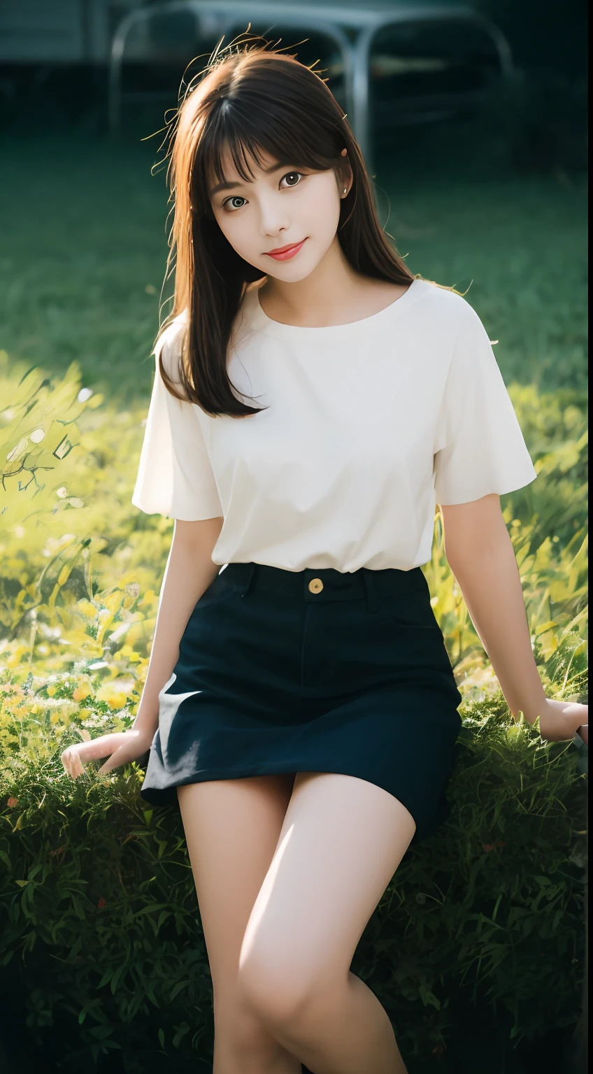 nigth，hyperedetailed photo, Beautiful Korean kpop idol Woman, [jungles|Field], Stars in the sky, Soft focus, twoddle, filmgrain, Canon RF, f/2.8