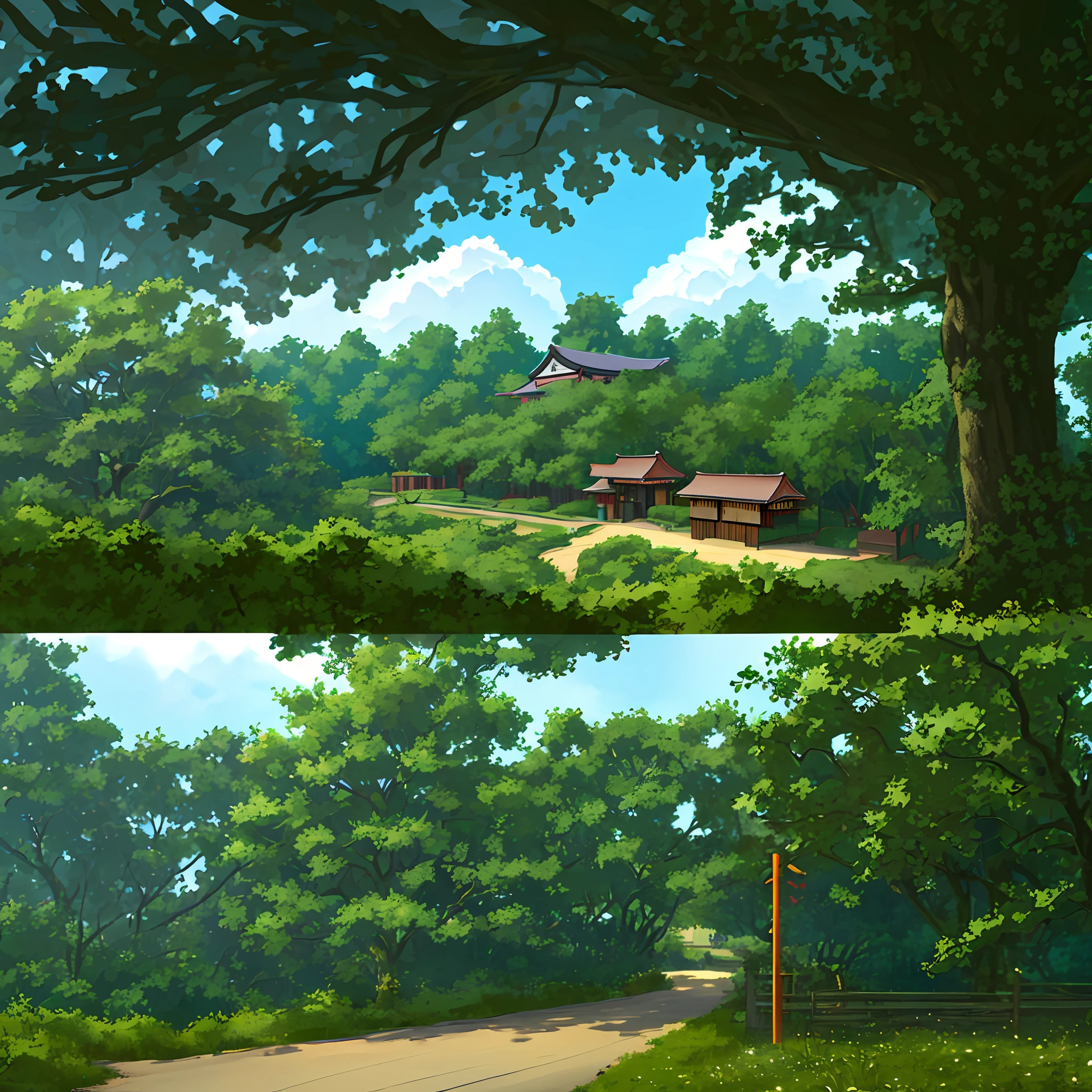 (Japanese town Landscape), (Hayao Miyazaki Style), cartoon, japanese rarely townhouse, road, bend, small house, tree, pole, white cloud, calm landscape, outdoor, green trees, epic composition, realistic lighting, high-definition detail, masterpiece, the best quality, (very detailed CG unified 8k wallpaper), --v6
