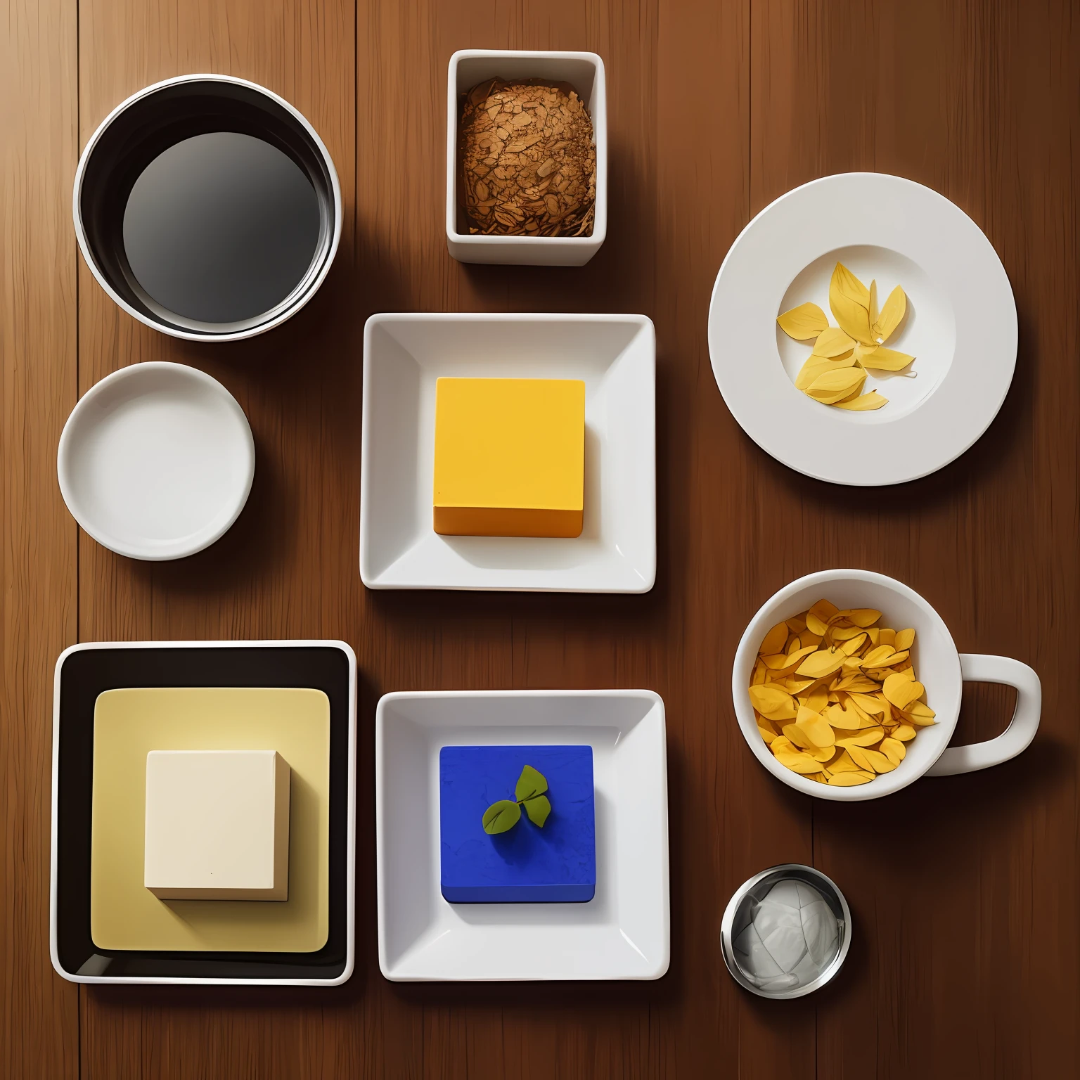 The objects of life make up three squares，Realistic objects，visualizador，Reallightandshadow，Life scenes，Photographic material --auto