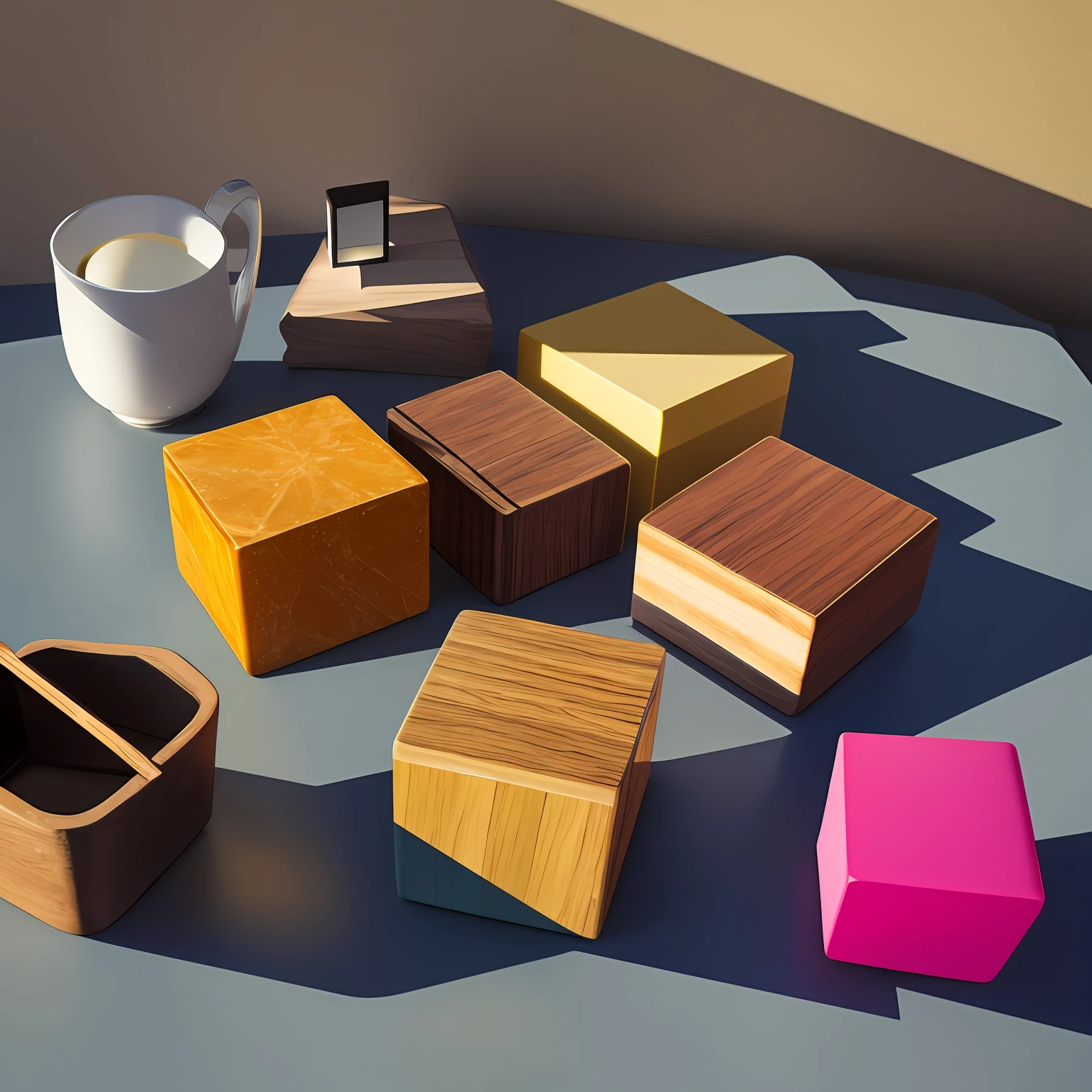 The objects of life make up three squares,Realistic objects,visualizador,Reallightandshadow,Life scenes,Photographic material --auto