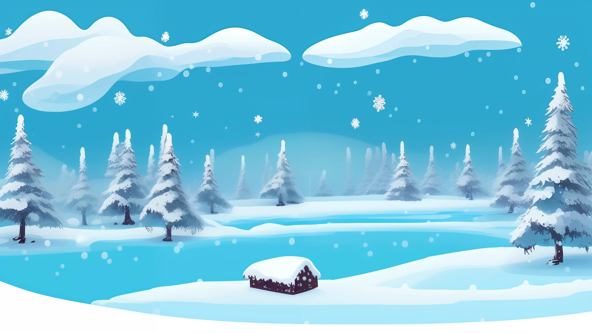 A snow land in cartoon close shot