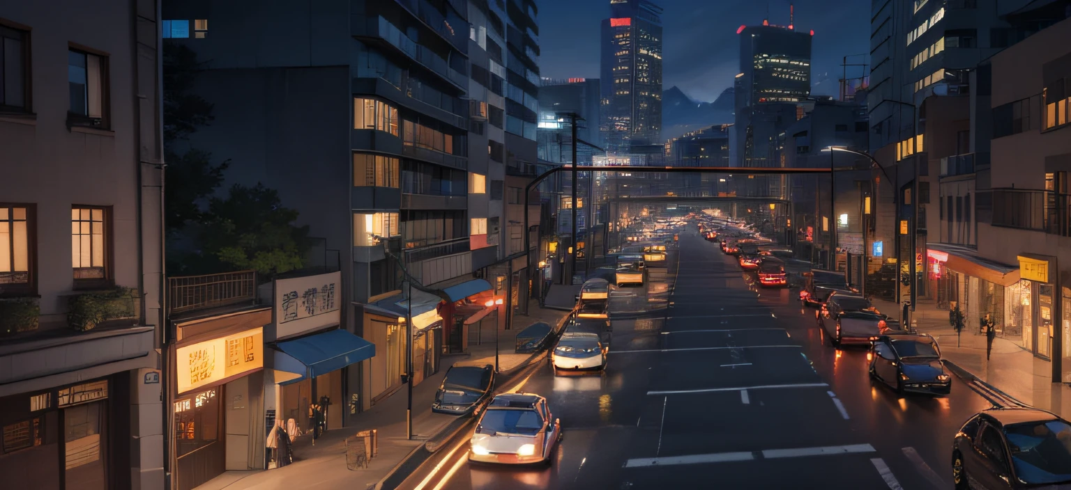 City streets with heavy traffic at night, Andorra Bashi, an award winning photograph, Long exposure photography, Berlin splits the country, natta, cinematic compositions, extremely detaile, Complicated details, ultra maximalism, cgsociety, the golden ratio, octaneratingrendering, wetadigital, microscopic details, asymmetrical, concept-art, 8k, highly detailed, 真实感, hyper realisitc