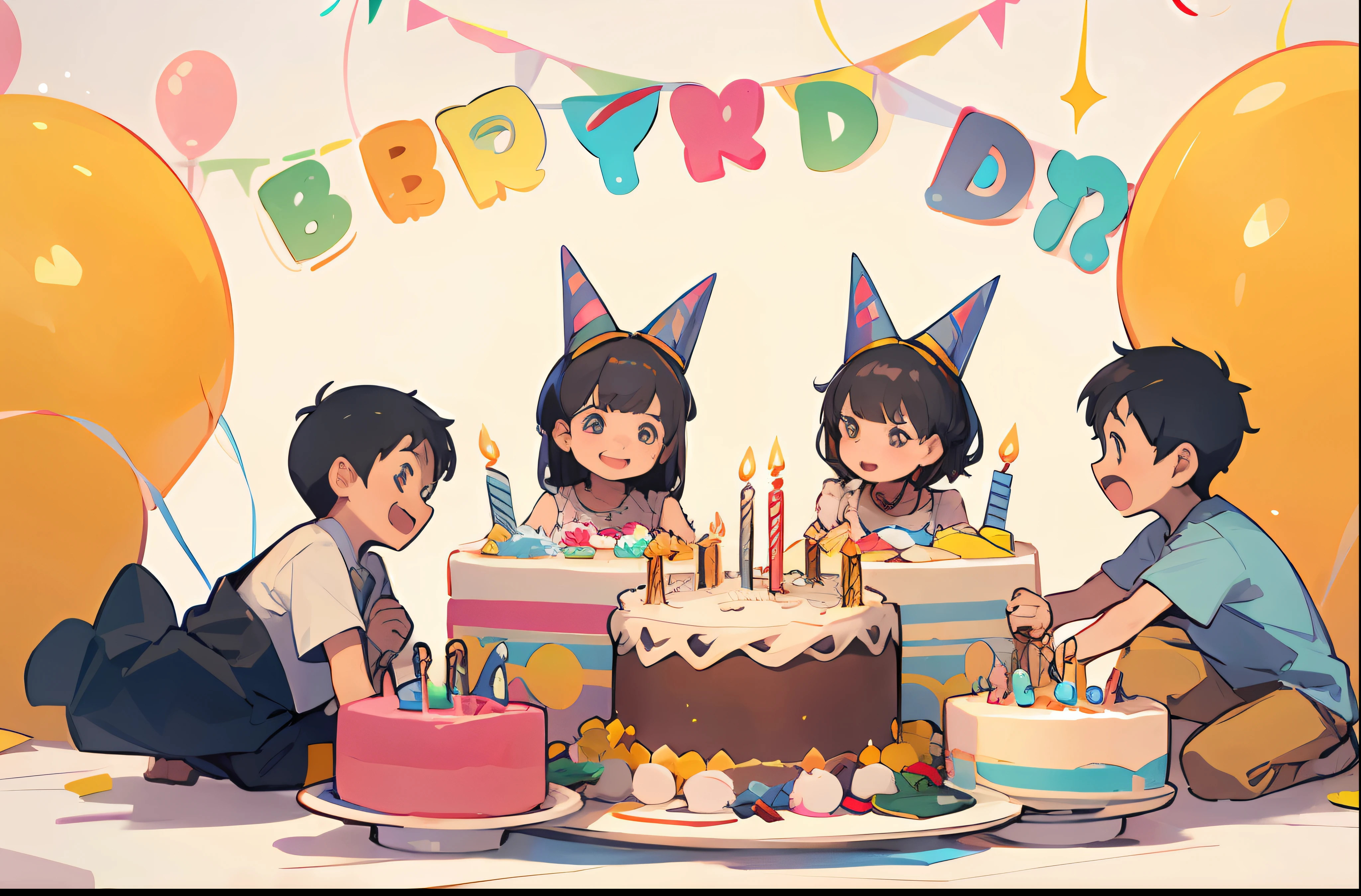 Birthday party,Children,The birthday cake