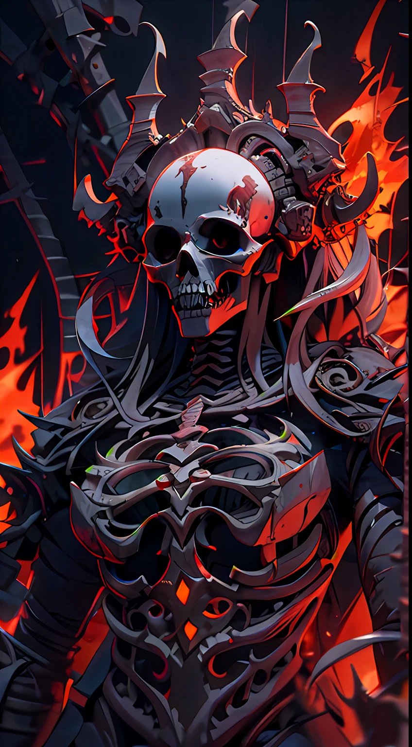 surrounded by flaming death, ancient, gothic, beautiful, hd, terrifying, intricate, highly detailed, artstation, detailed ink illustration, octane render, 32k, 3d cinematic, detailed horror in a hellish background, --h 380 --q 99 --testp