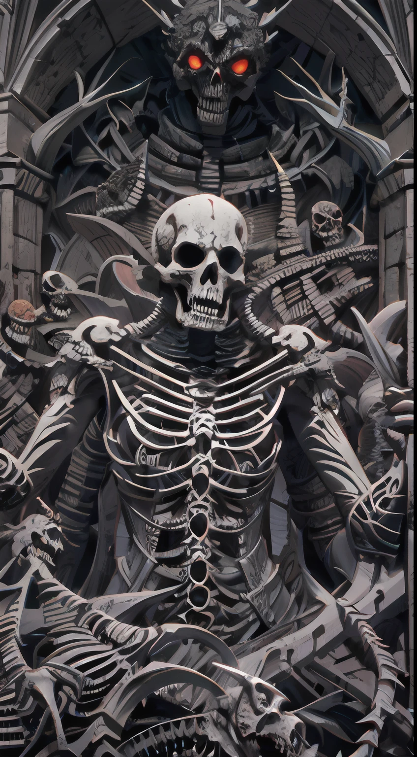 surrounded by death, ancient, gothic, beautiful, hd, terrifying, intricate, highly detailed, artstation, detailed ink illustration, octane render, 32k, 3d cinematic, full medium pose,detailed horror in a hellish background, --h 380