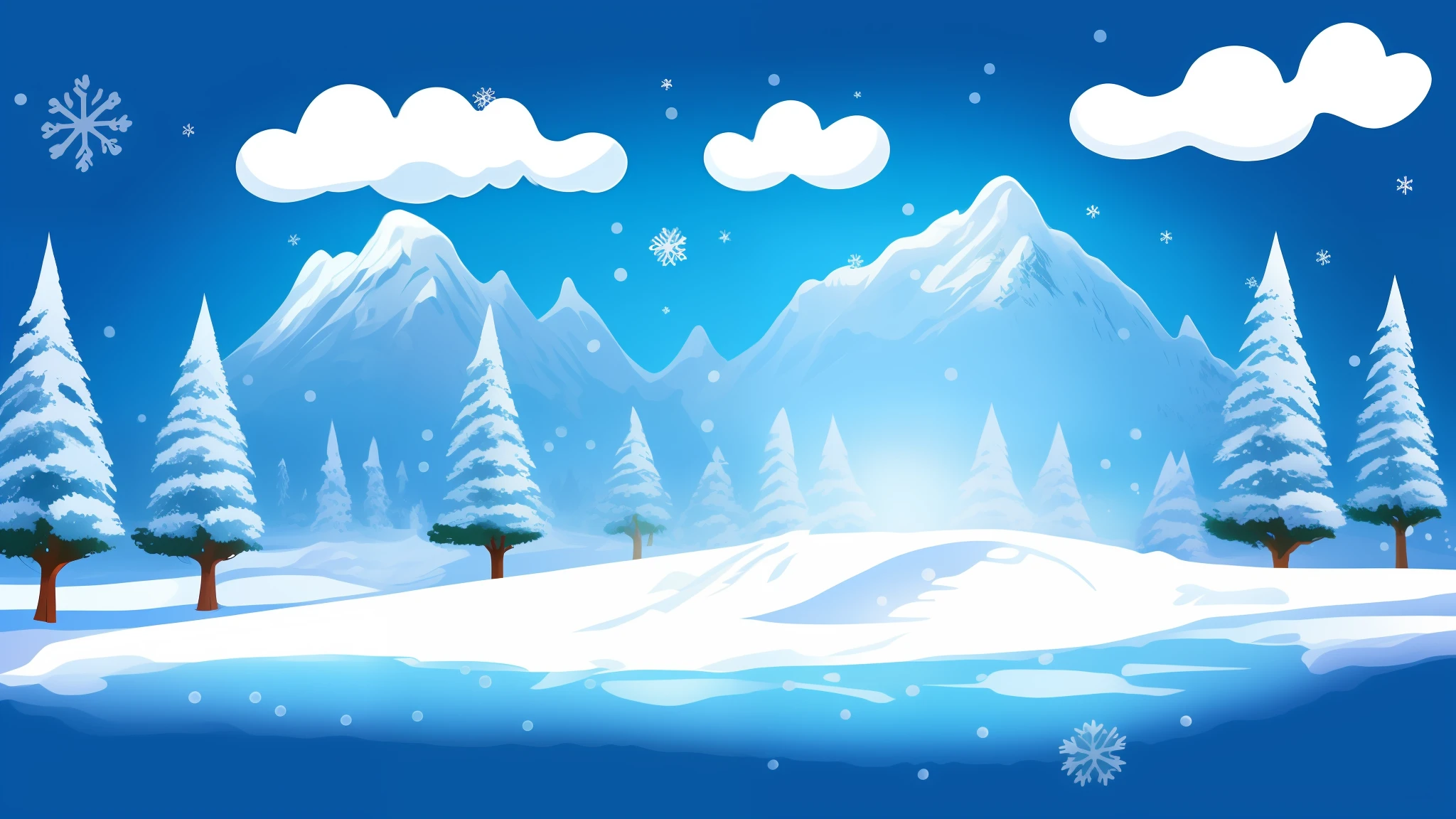 A snow land in cartoon close shot background in a snow mountain in cartoon image