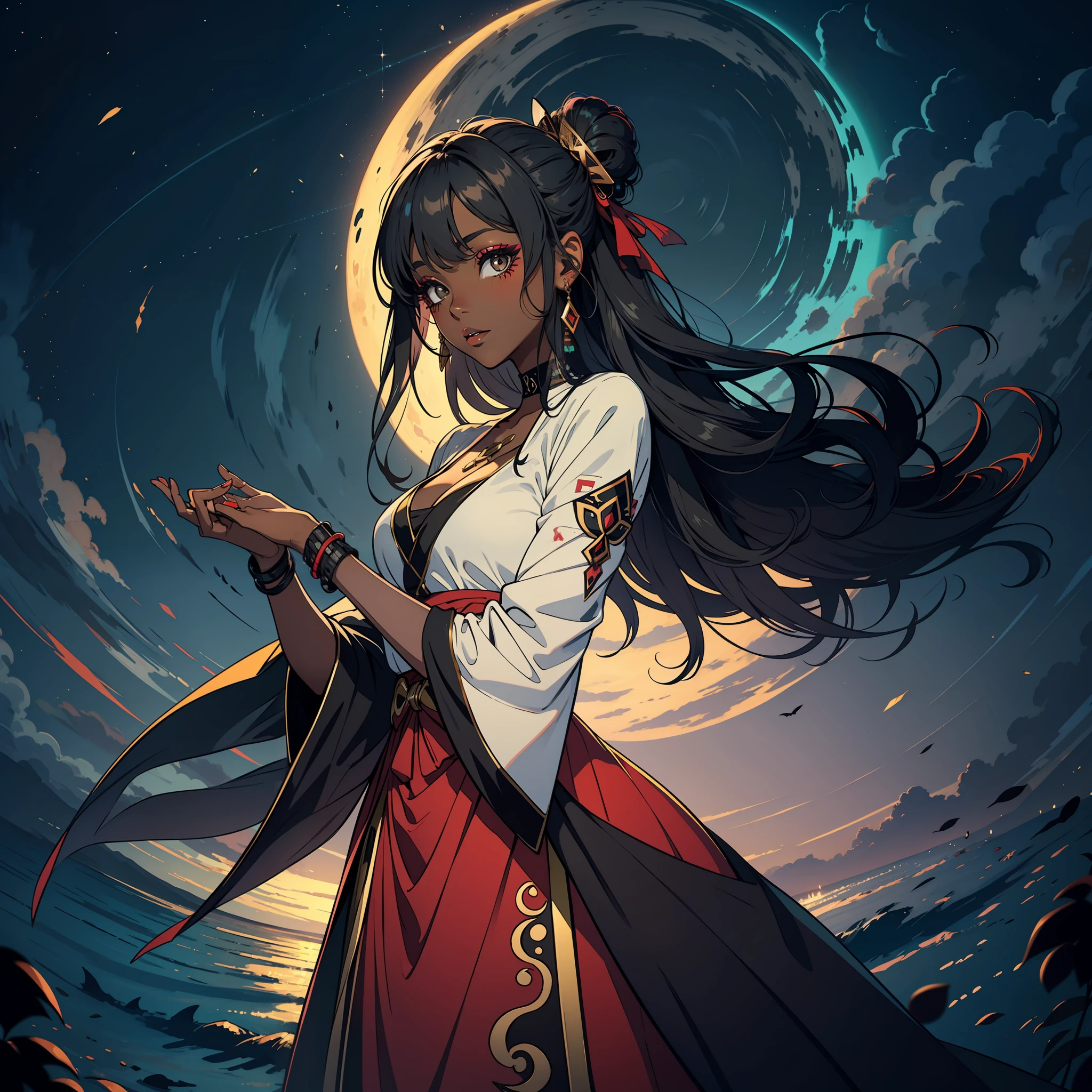 make her black and dark skinned with cultural makeup