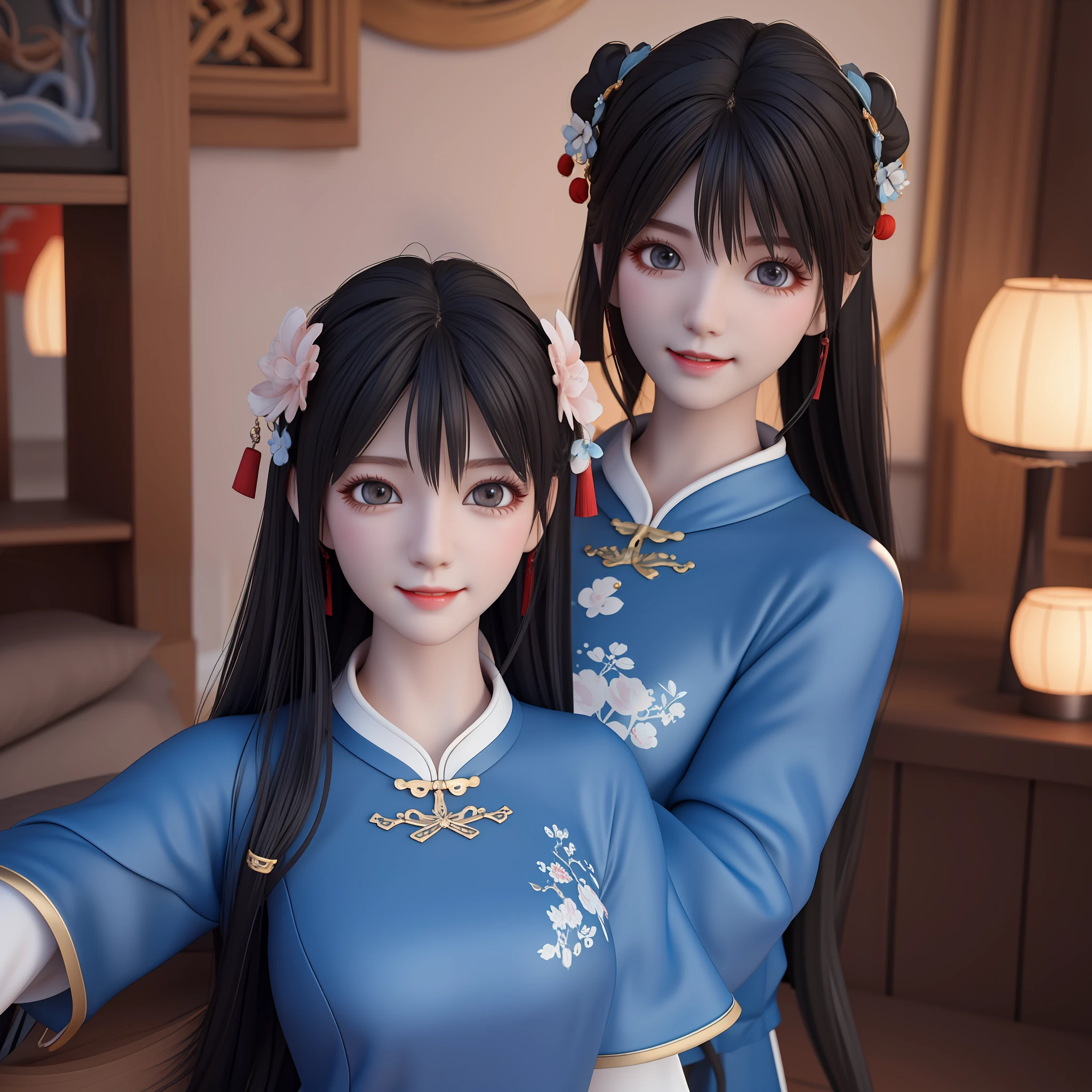 Objective description:
A Chinese girl, big eyes, long black hair, smile, blue
Dresses, face shots, close-ups,
Style setting:
Dituni Pixar style, 3D, C4D, blander, blind box quest
Design, Rembrandt light, contour light,
Basic properties:
Super HD, HDR, high quality