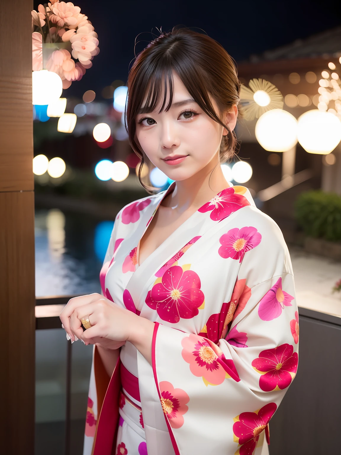Arafe woman in kimono standing on balcony at night, in a kimono, Wearing kimono, in a kimono, classy yukata clothing, Wearing a colorful yukata, bathrobe, Wearing a kimono, japanese kimono, 奈良美智, wearing royal kimono, Kimono, shinsui ito, elegant japanese woman, wearing a haori