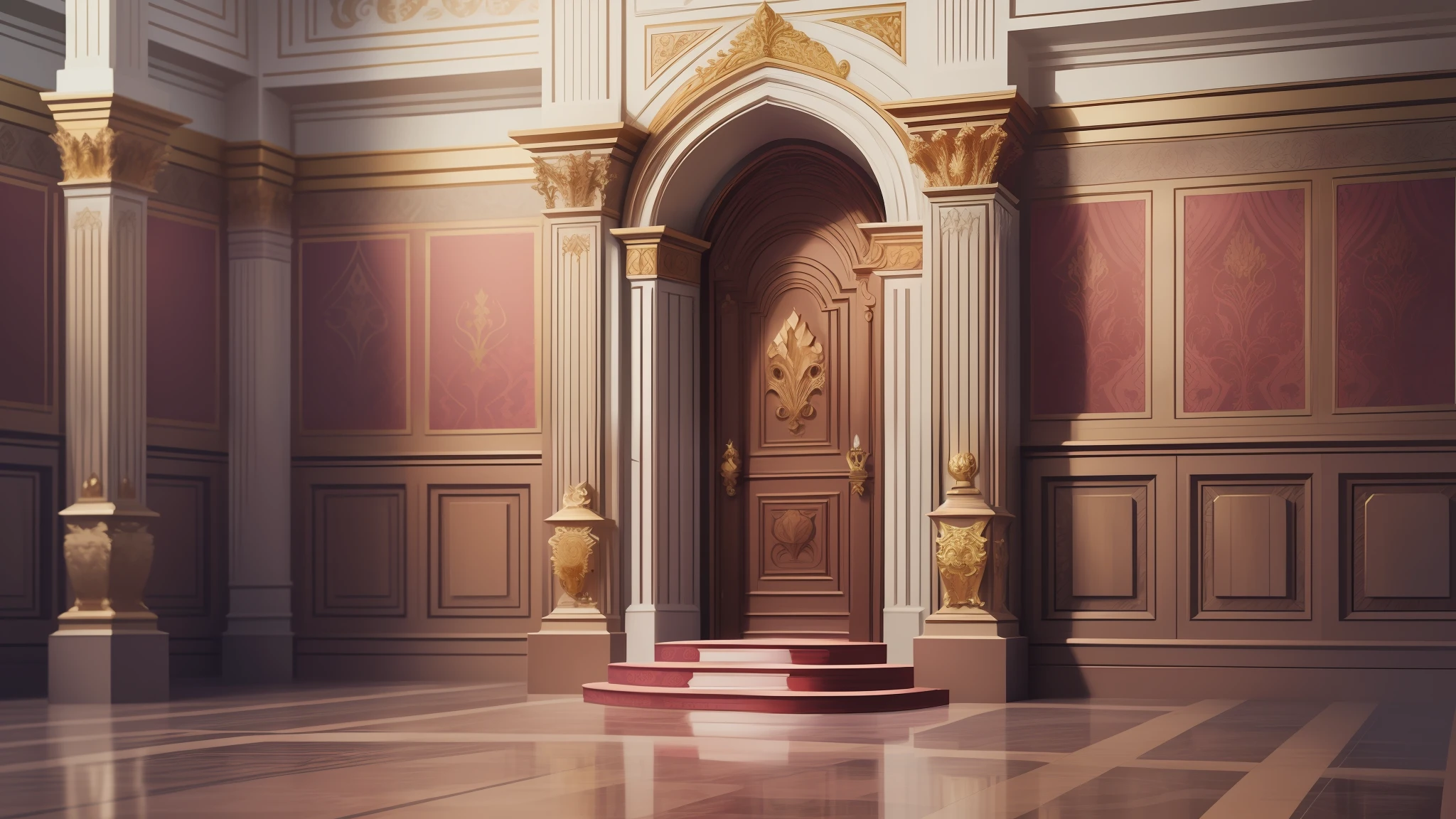 A royal place with a throne , very royal throne in a royal room in cartoon