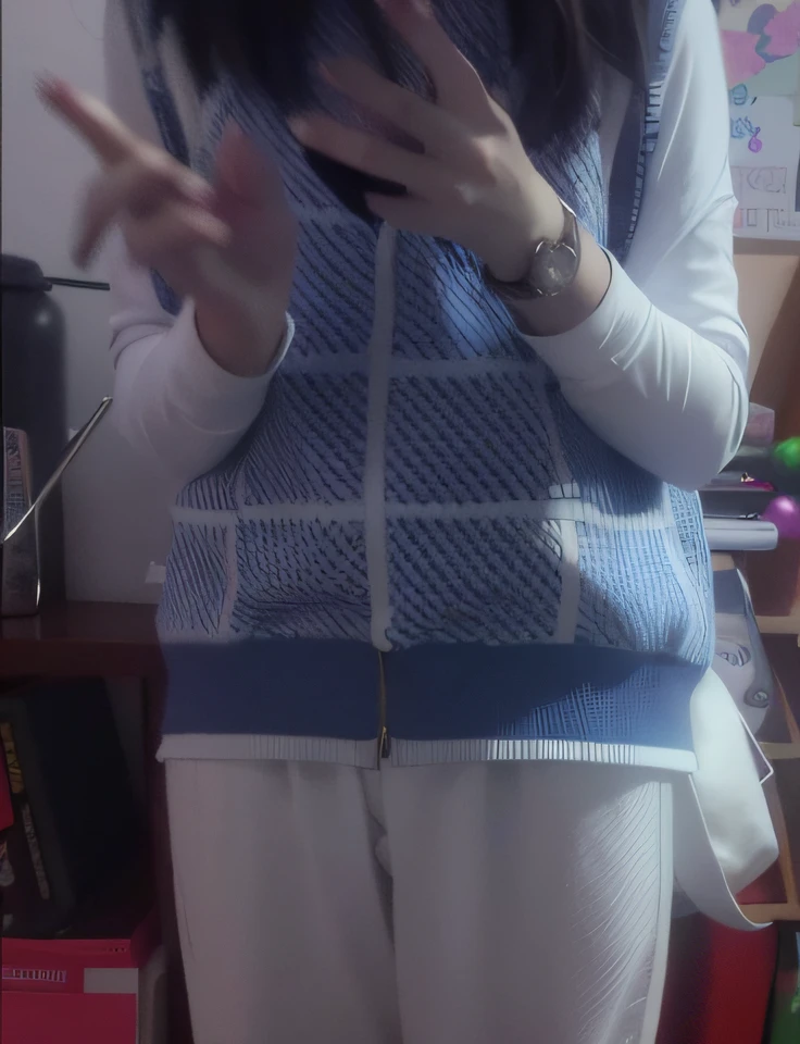 Zeng Jiayi,short stature,Wearing a blue and white plaid top,white pantie,Biye,Best quality at best