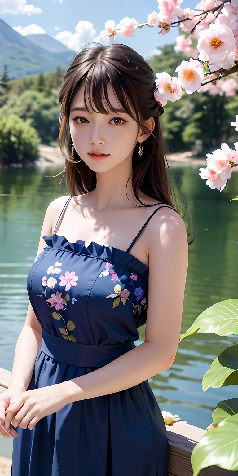 Masterpiece, best quality, (very detailed CG unity 8k wallpaper) (best quality), (best illustration), (best shadows) Nature', blue sea,delicate leaves petals of various colors falling in the air light Tracking, super detailed --v6