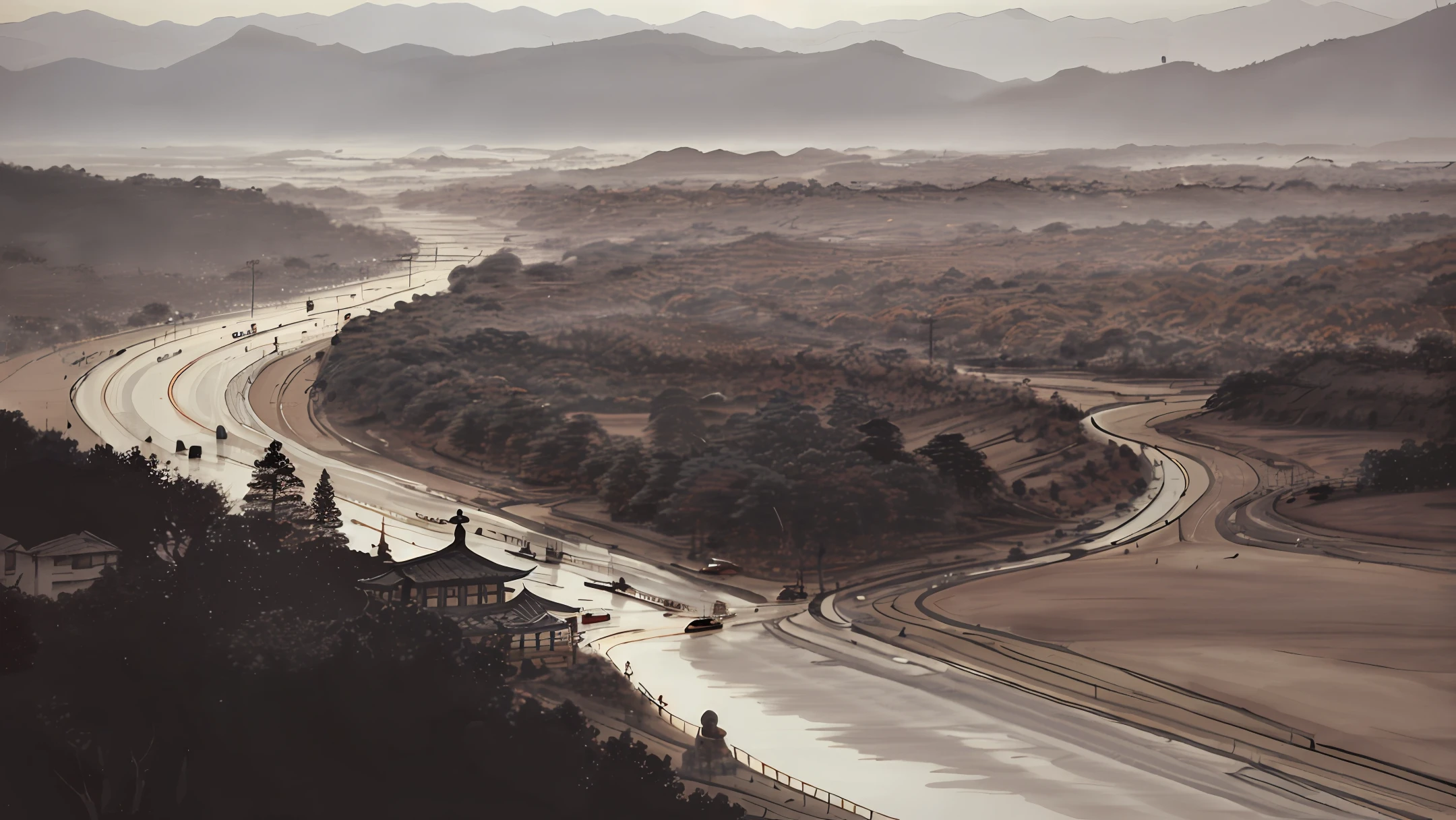 Li Bai chanted poetry in the city of Xi'an Tang Dynasty that never sleeps, and the sunset is setting with light rain