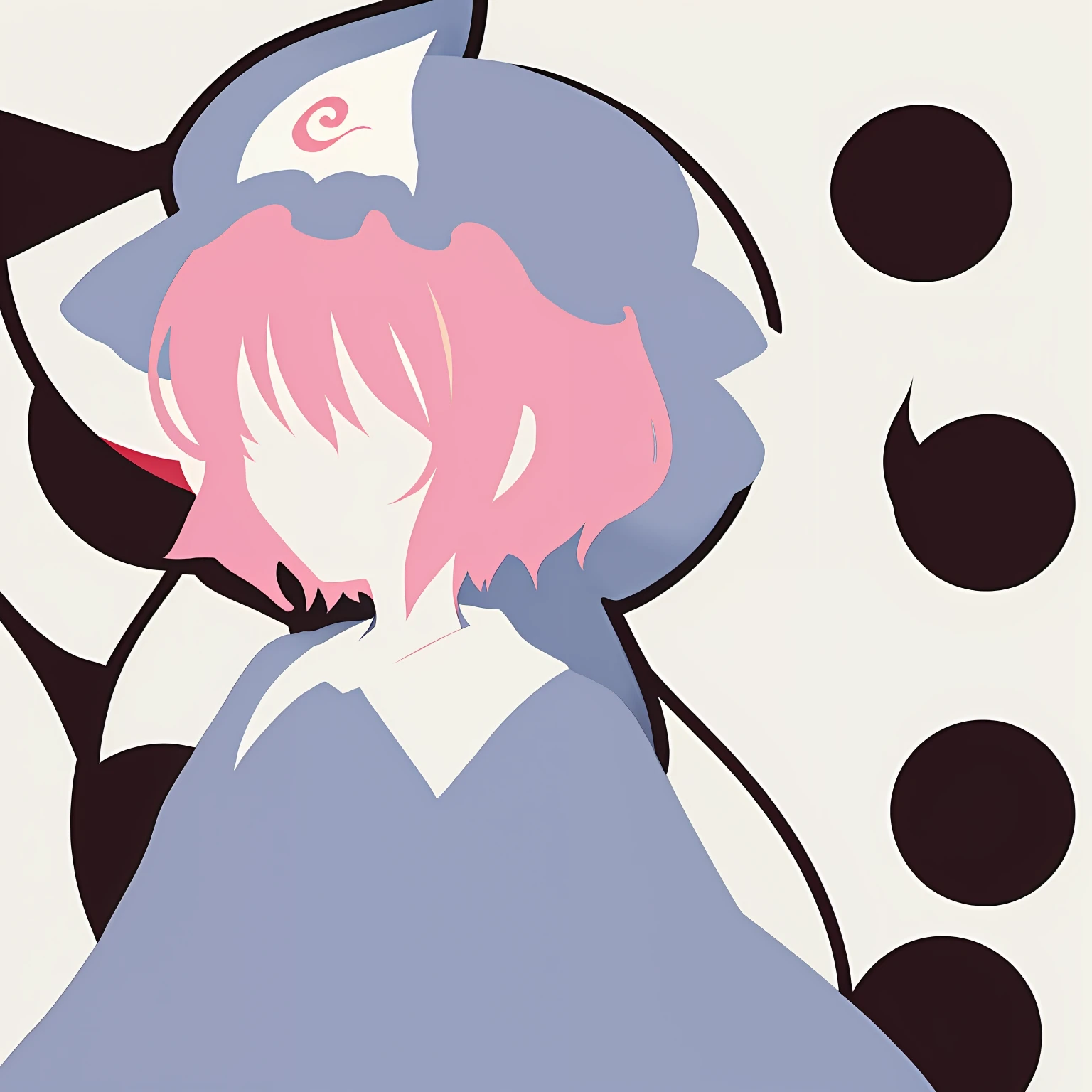 anime minimalist, 1girl, solo, white background, ((Saigyouji Yuyuko)),hat