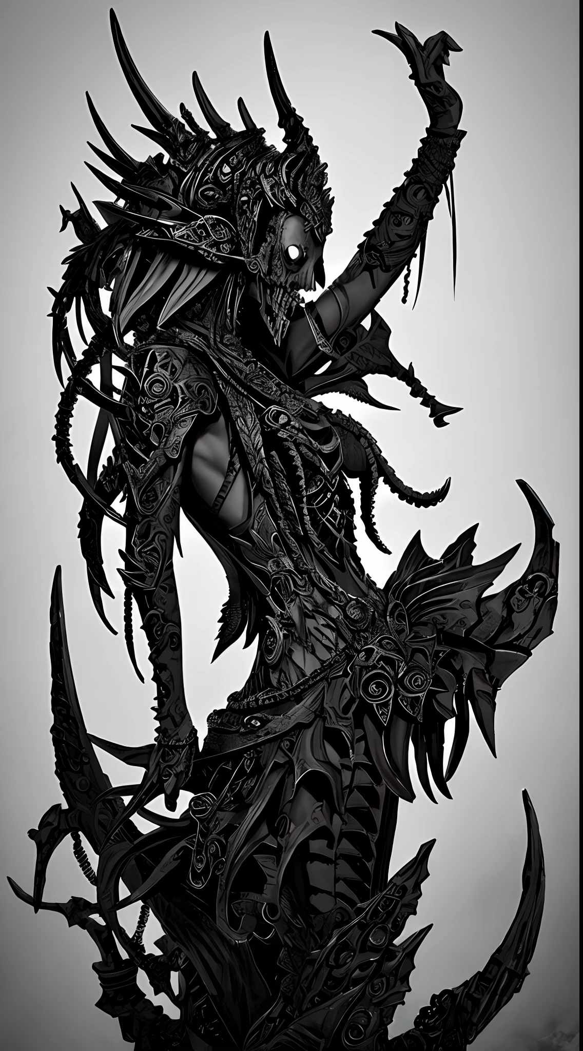 Surrounded by death, Ancient, Gothic, Beautiful, HD, Terrifying, Intricate, Highly detailed, art stations, detailed ink illustration, rendering by octane, 32K, 3D movies, Full middle pose,Detailed horror in hellish background, --H 380
