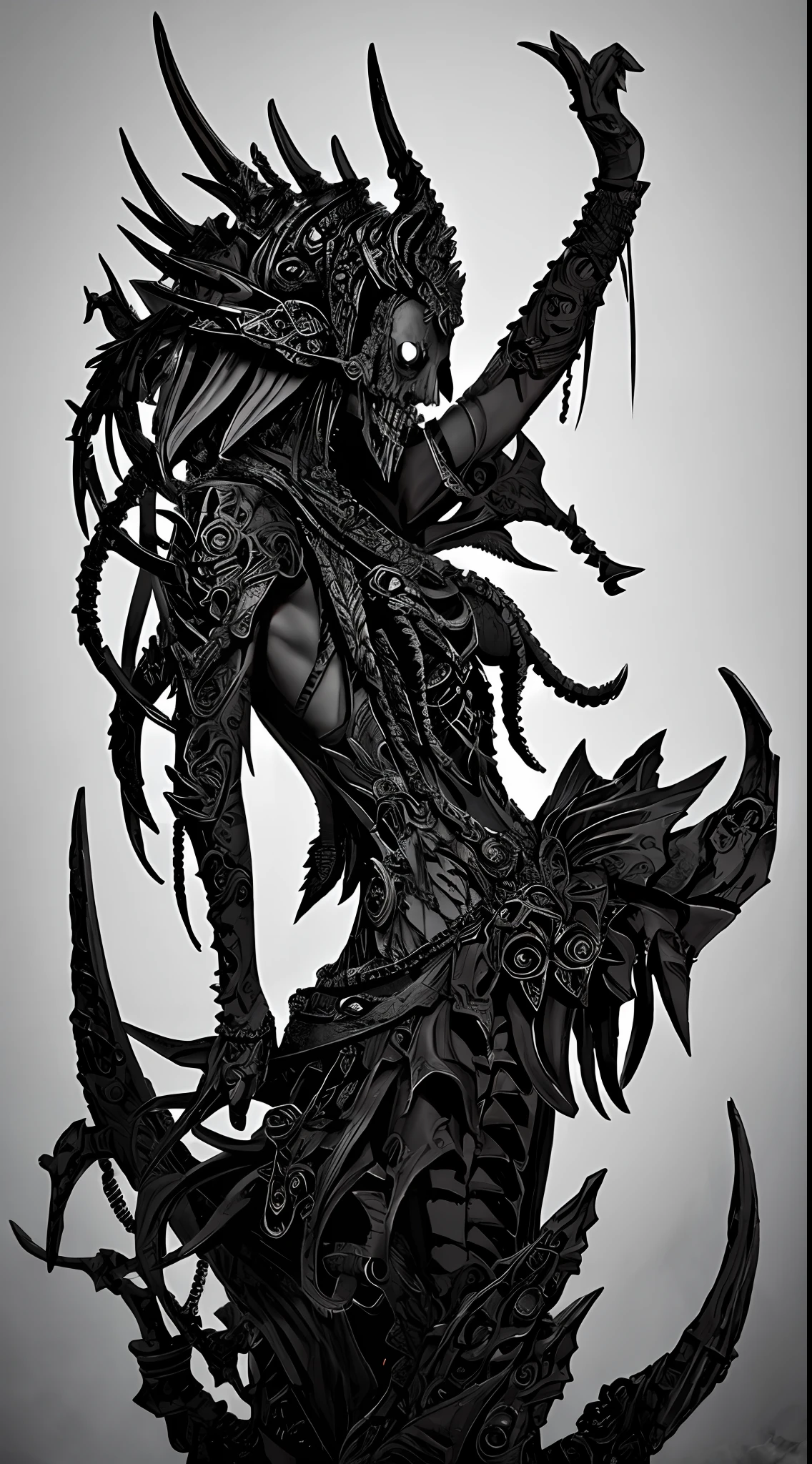 Surrounded by death, Ancient, Gothic, Beautiful, HD, Terrifying, Intricate, Highly detailed, art stations, detailed ink illustration, rendering by octane, 32K, 3D movies, Full middle pose,Detailed horror in hellish background, --H 380
