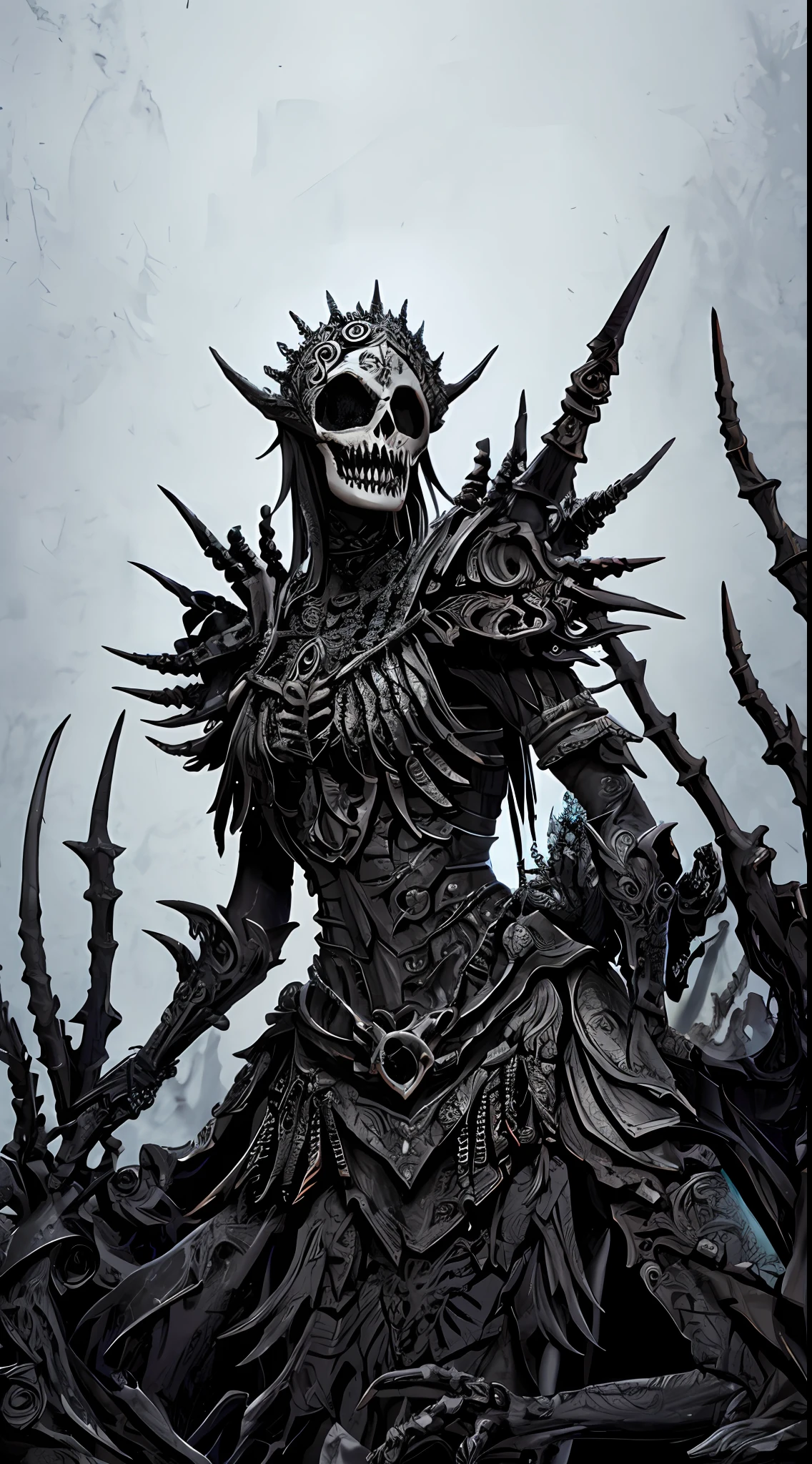 Surrounded by death, Ancient, Gothic, Beautiful, HD, Terrifying, Intricate, Highly detailed, art stations, detailed ink illustration, rendering by octane, 32K, 3D movies, Full middle pose,Detailed horror in hellish background, --H 380