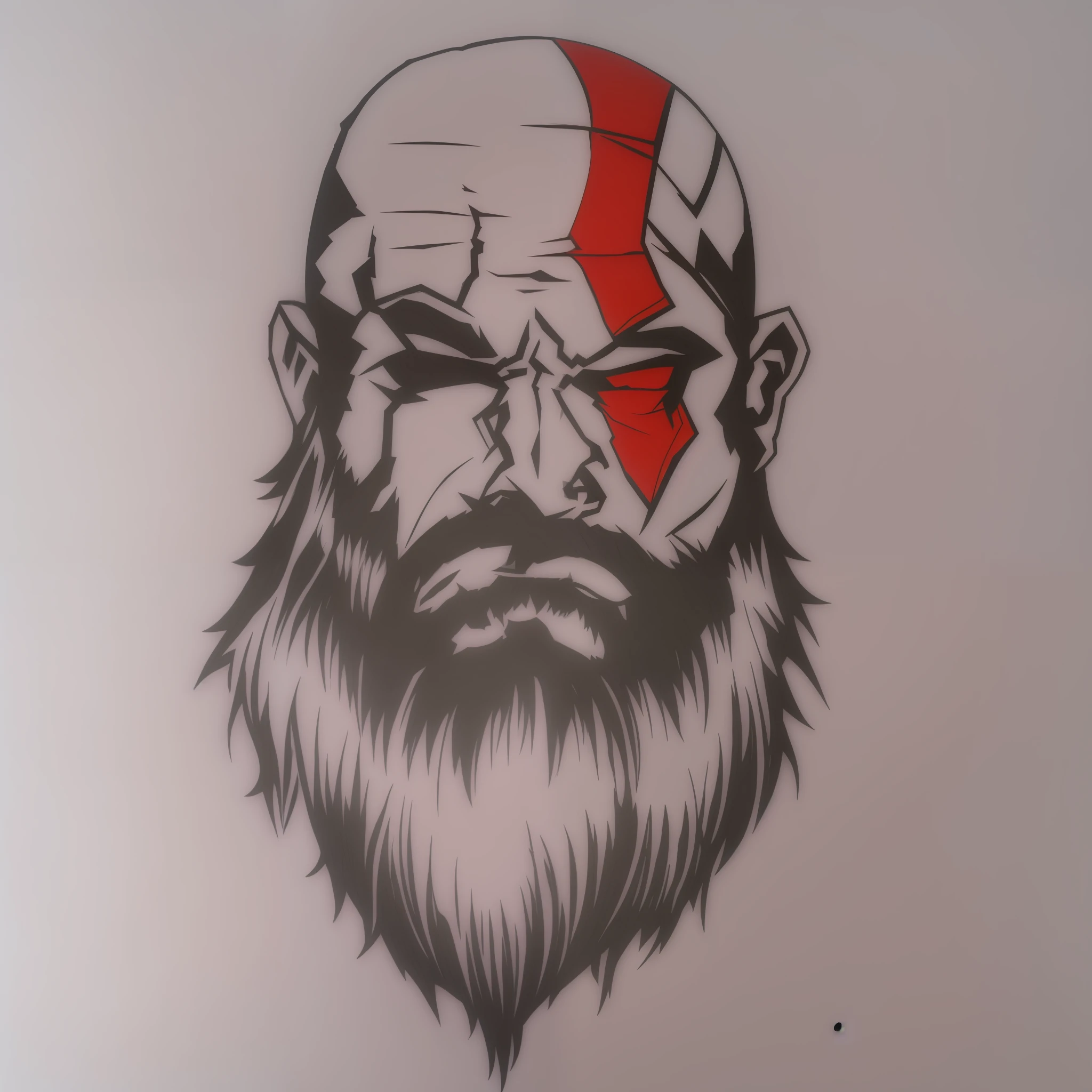 Tatuagem super detalhada. Sombras detalhadas e realistas. Trabalho profissional. God of War.  battle scenery. Detalhes de fantasias ao redor