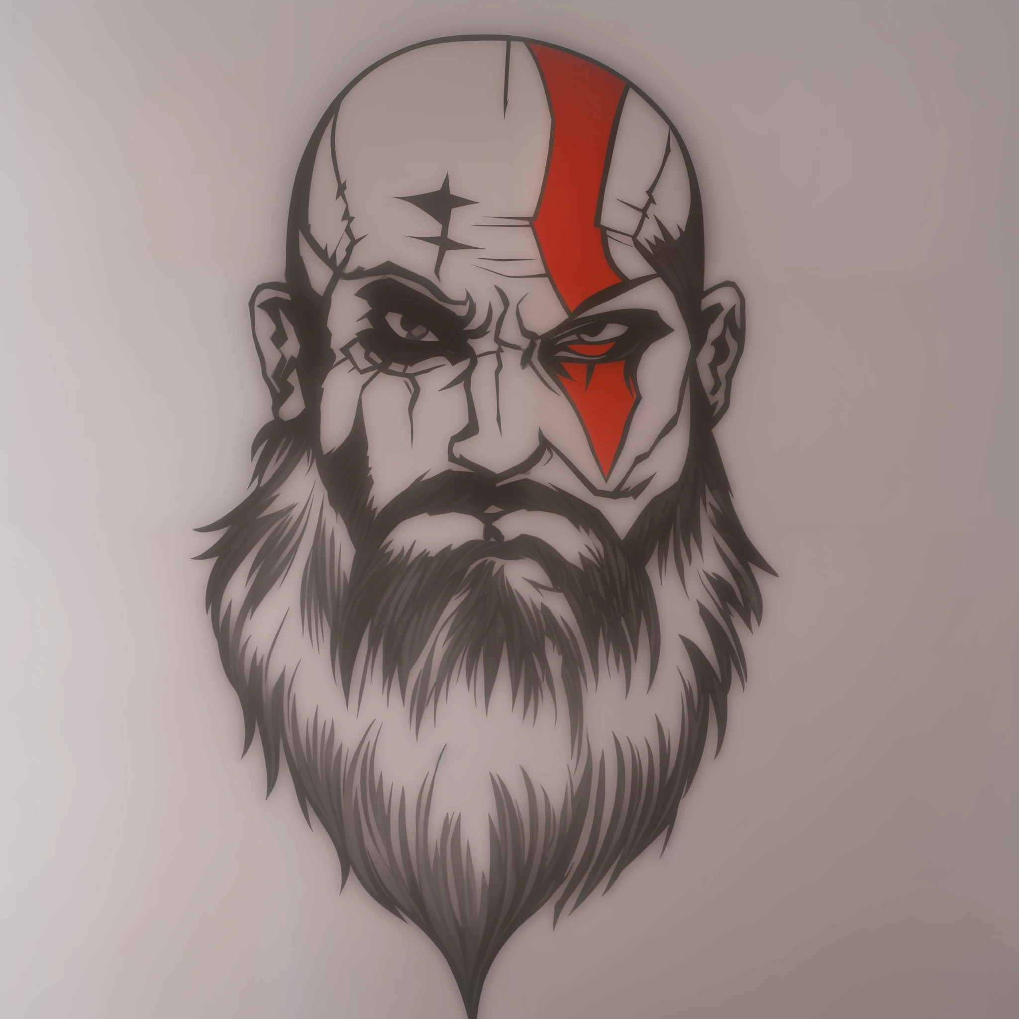 Tatuagem super detalhada. Sombras detalhadas e realistas. Trabalho profissional. God of War. battle scenery. Detalhes de fantasias ao redor