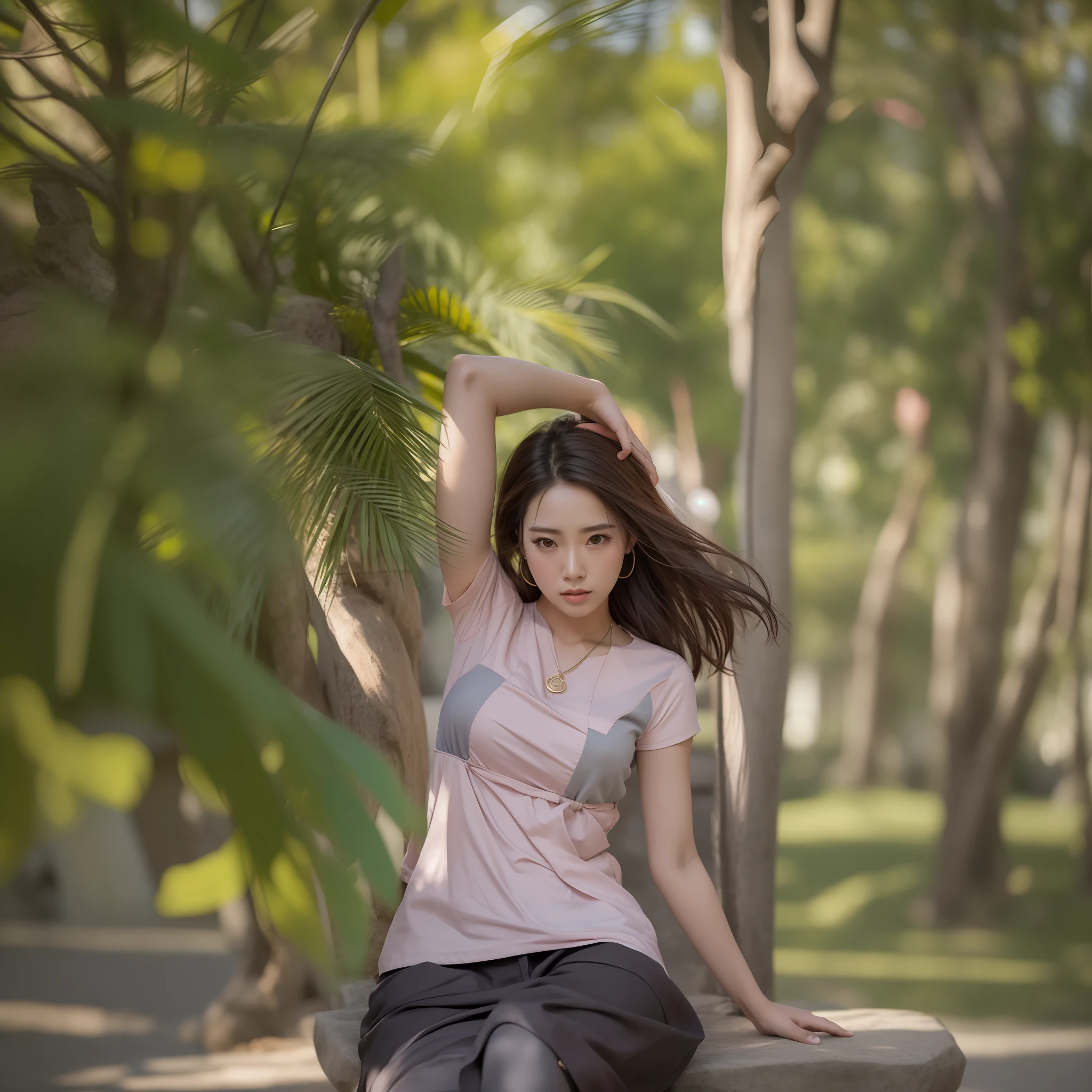 Sitting on a stone bench、Alafed woman with hair fluttering in the wind, beautiful Korean women, Gorgeous young Korean woman, Beautiful young Korean woman, Korean Girl, Korean Woman, Beautiful Asian Girl, korean female fashion model, Young Asian Girl, dilraba dilmurat, Asian Girl, a young asian woman, Choi Hong Hwa