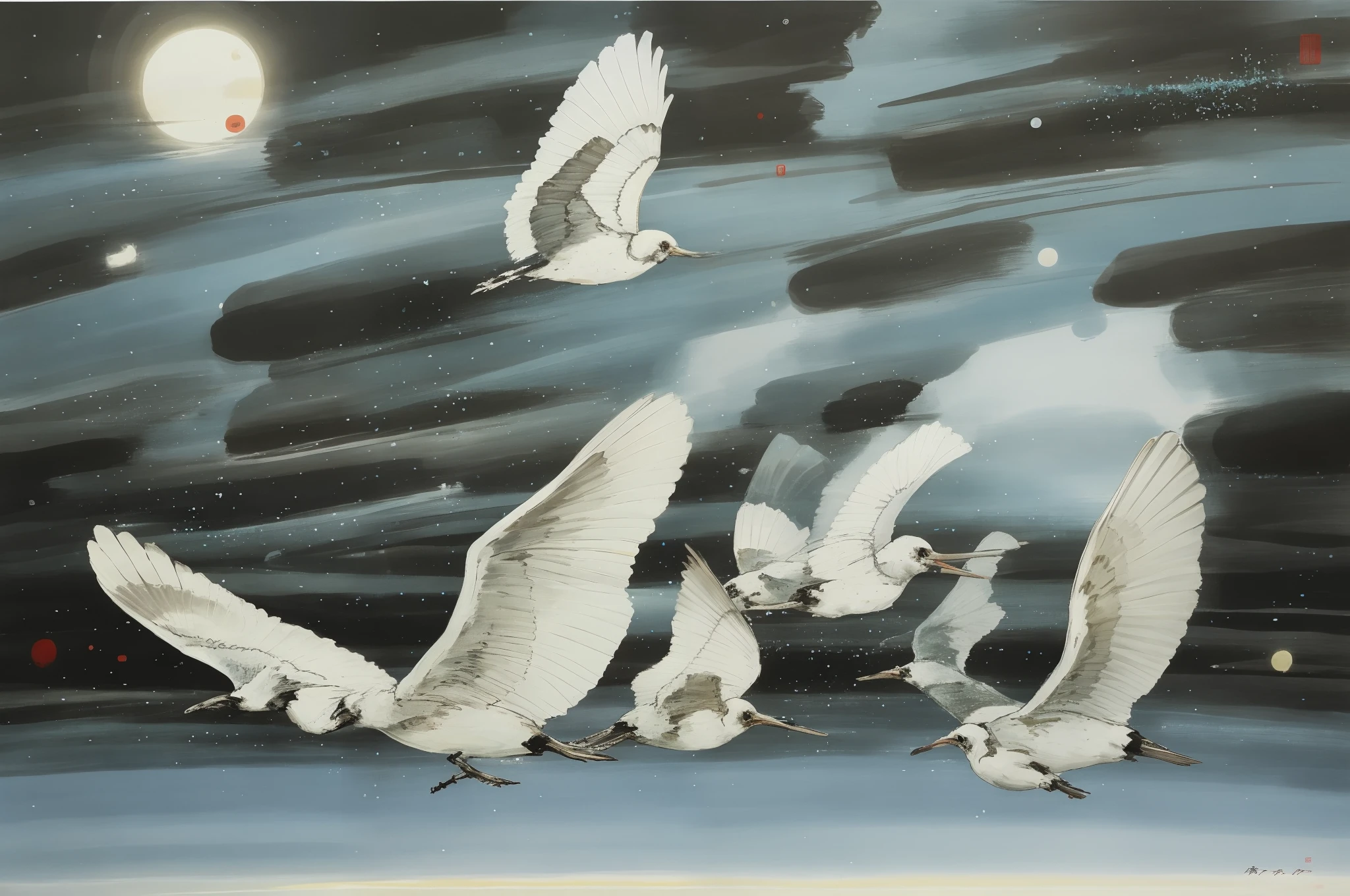 feater,Wings,Kunpeng,Fly slowly in the mysterious night sky。