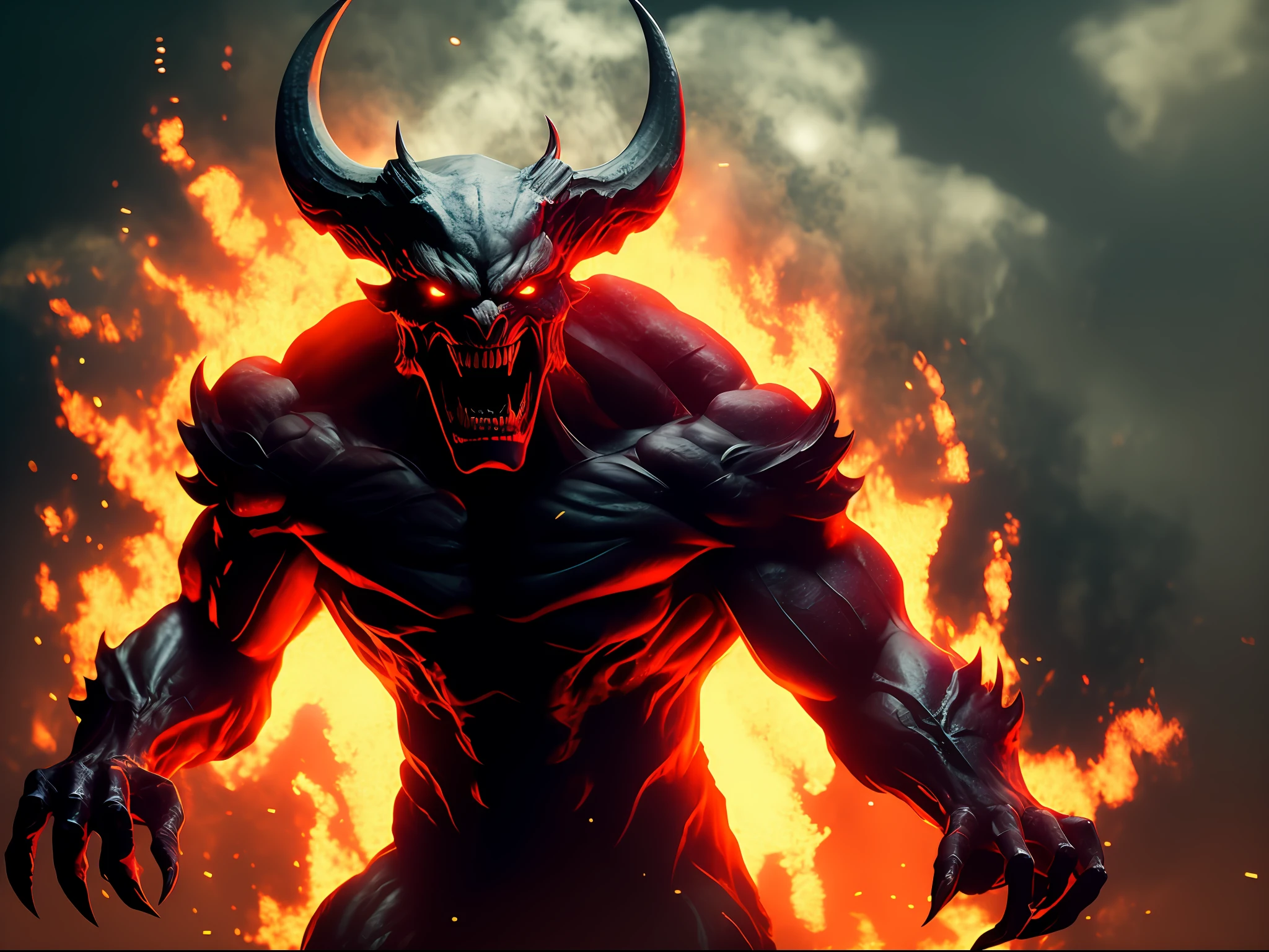 photo of ohwx devil, lord of hell, scary looking, angry, burning, flames, evil smile, [fire in the background],  front view, photography, natural light, photorealism, cinematic rendering, ray tracing, the highest quality, the highest detail, Cinematic, Blur Effect, Long Exposure, 8K, Ultra-HD, Natural Lighting, Moody Lighting, Cinematic Lighting , (high key)