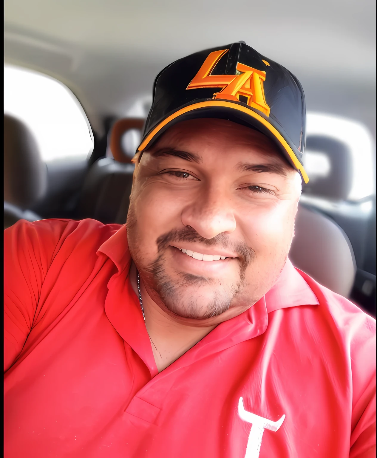 Red shirt and black cap in car, taken in early 2023, foto do perfil, foto de perfil headshot, Postagem no Reddit
