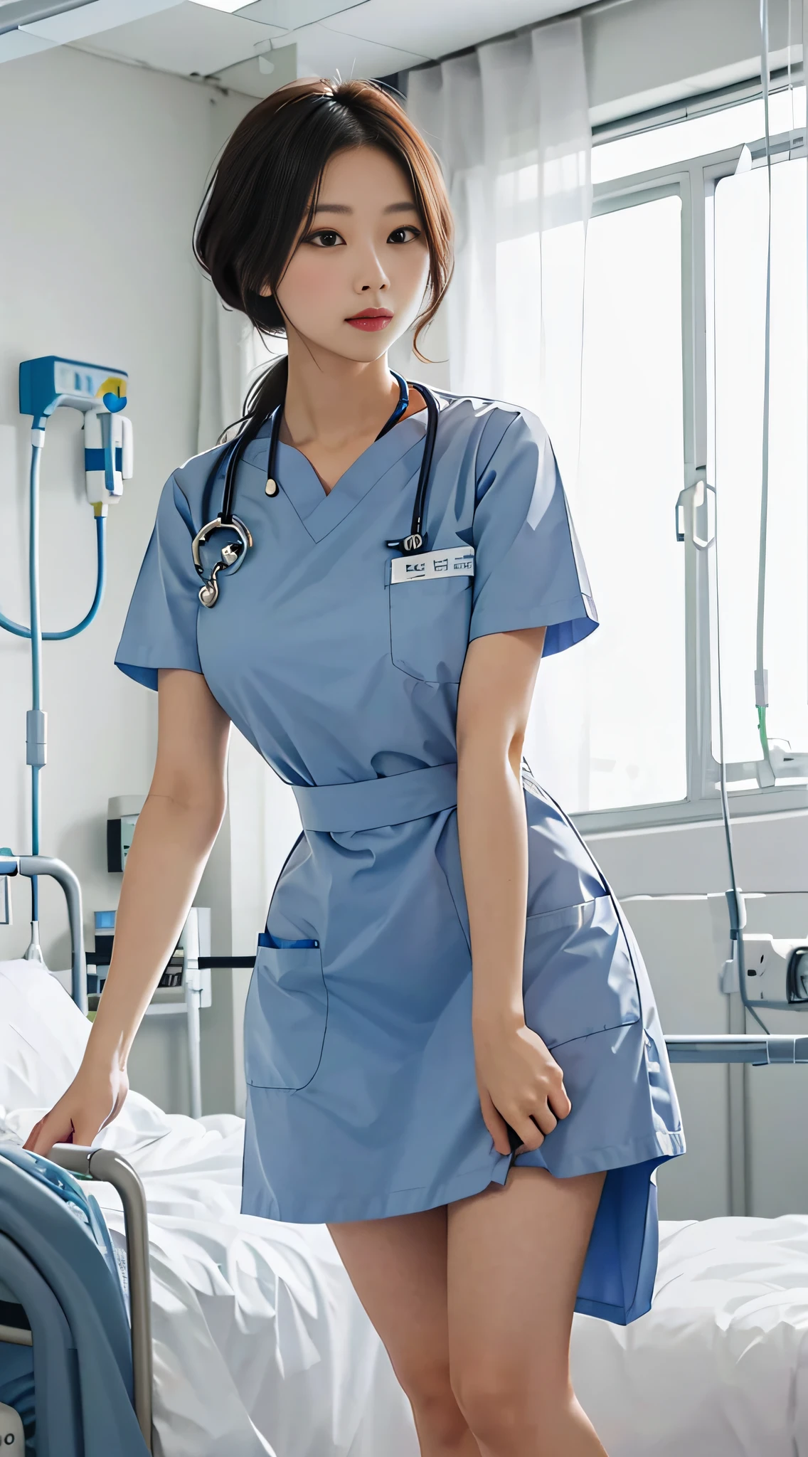 1个Giant Breast Girl，hospitals，nurse's outfit，sickroom