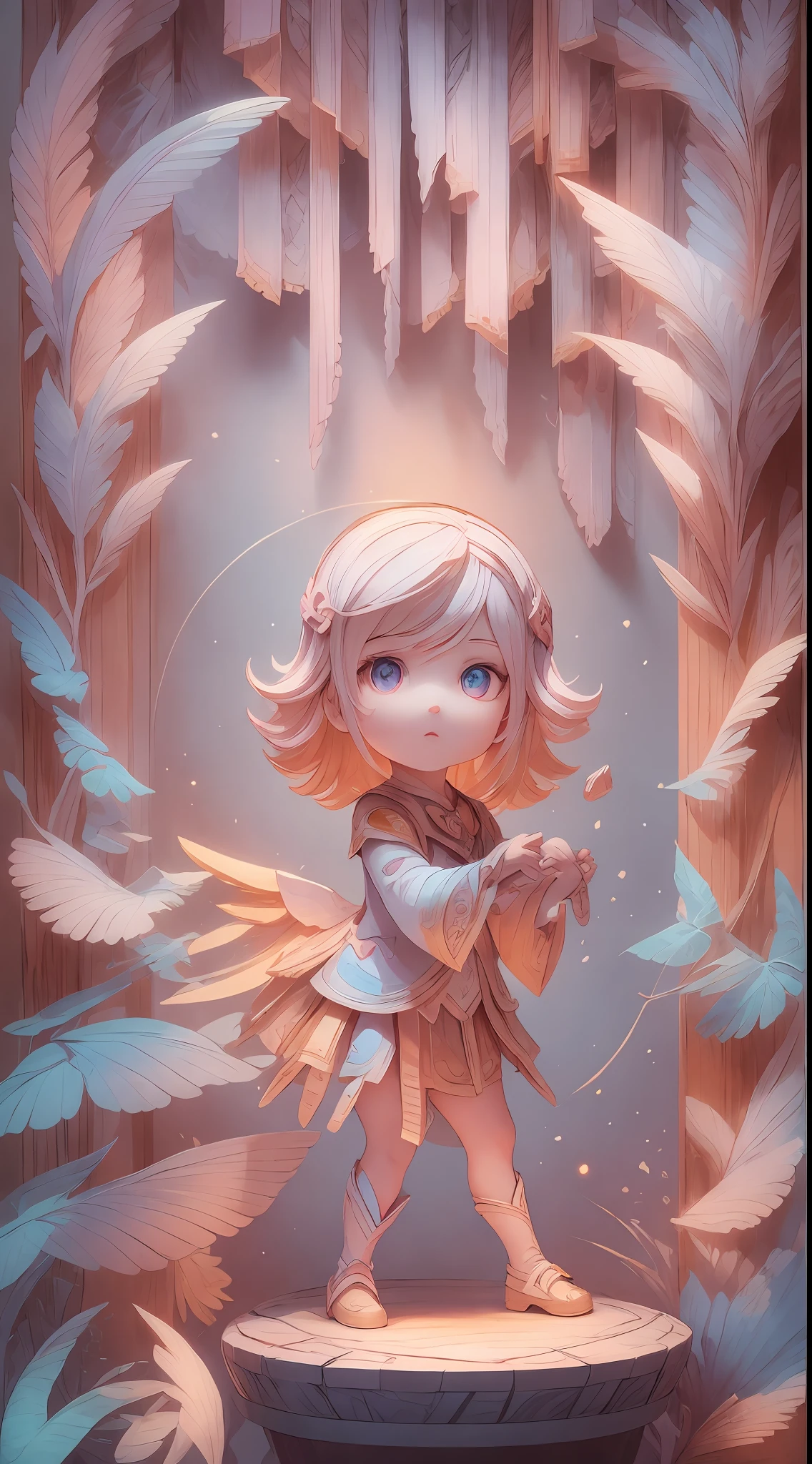 illustration: 1.3), paper art, 3D rendering of, Colorful background, （cute female child: 1.3), (Masterpiece Angel: 1.2) ), Colorful, Best quality, Detailed details, Masterpiece, offcial art, movie light effect, 4K, Chiaroscuro , Flash
