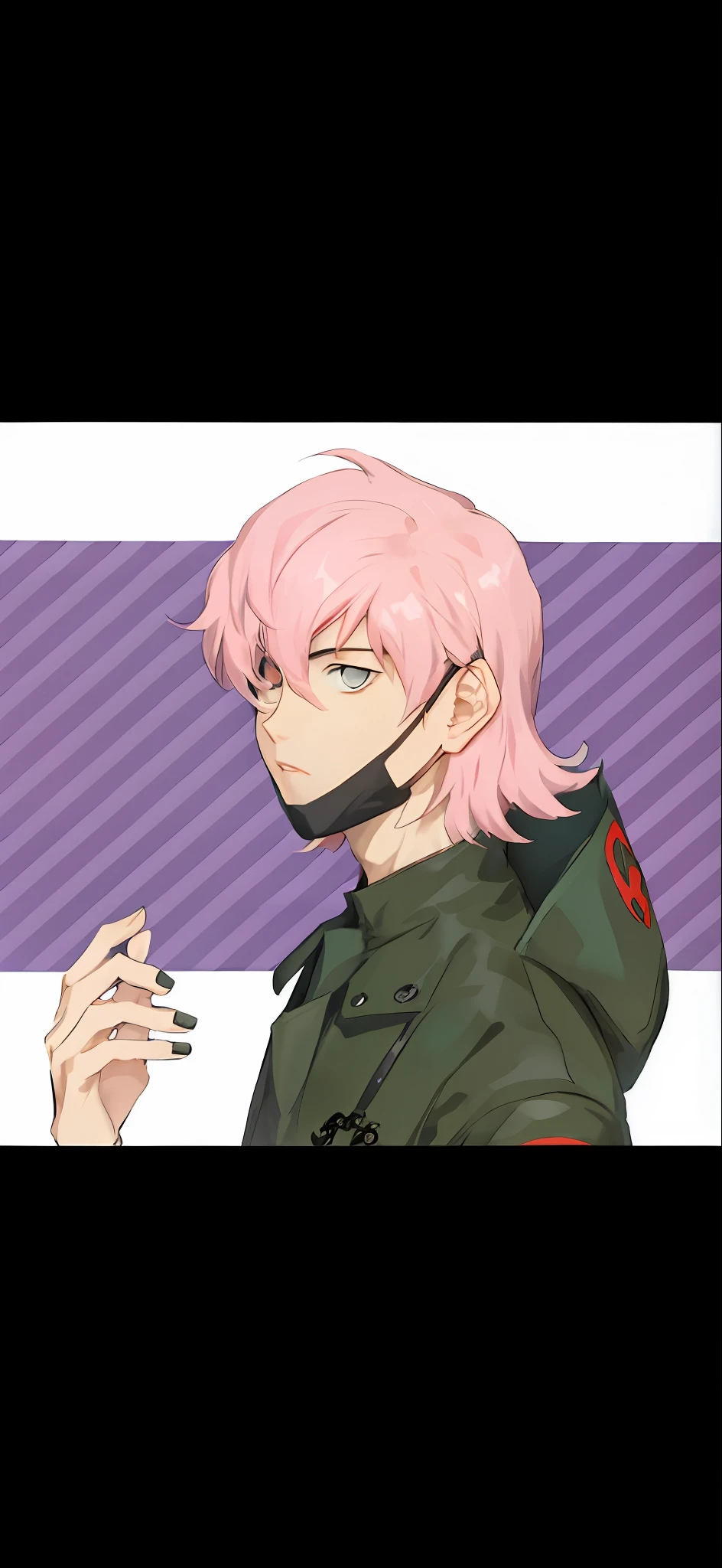 Anime boy with pink hair and black mask, Gatilho Estilo de Arte de Anime, personagem estilo anime, Persona 3, Persona 4, persona 5