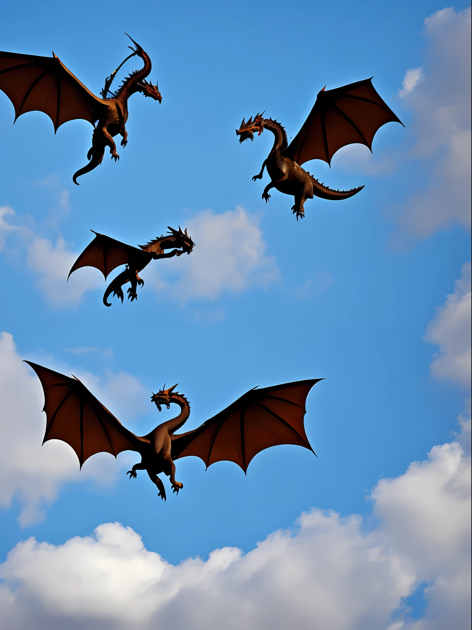 Dragons flying in the air