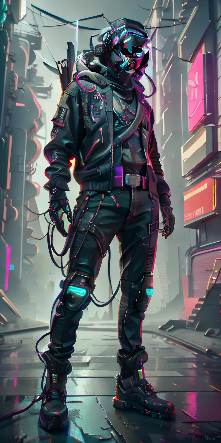 (masterpiece, full-body shot, intrincate raw photography)cyberpunk citizen in oversize techwear, using a black  astro daftpunk style helmet, neon light details, intrincate, futuristic, sharpness, ramdom pose, cyberpunk city, street neon lights, insta pic, photo of the year, octane render, substance, maya 3d, cinema4d, artstation trending, devian art trend,