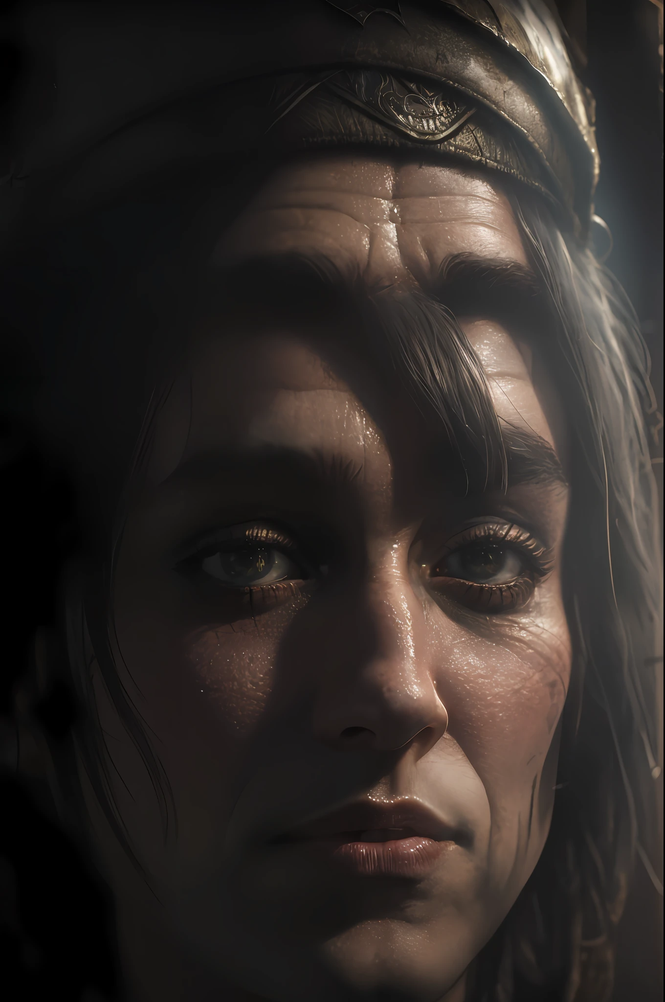 The witcher 3, Gerald portrait (closeup) of rivia, realistically, dynamic lights, old, full footage, (extremely detailed 8k wallpaper of CG unit), trend in ArtStation, trend in CGSociety, high detail, sharp focus, dramatic, photorealistic