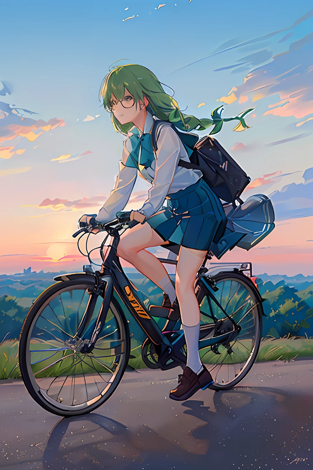 A li riding a road bike