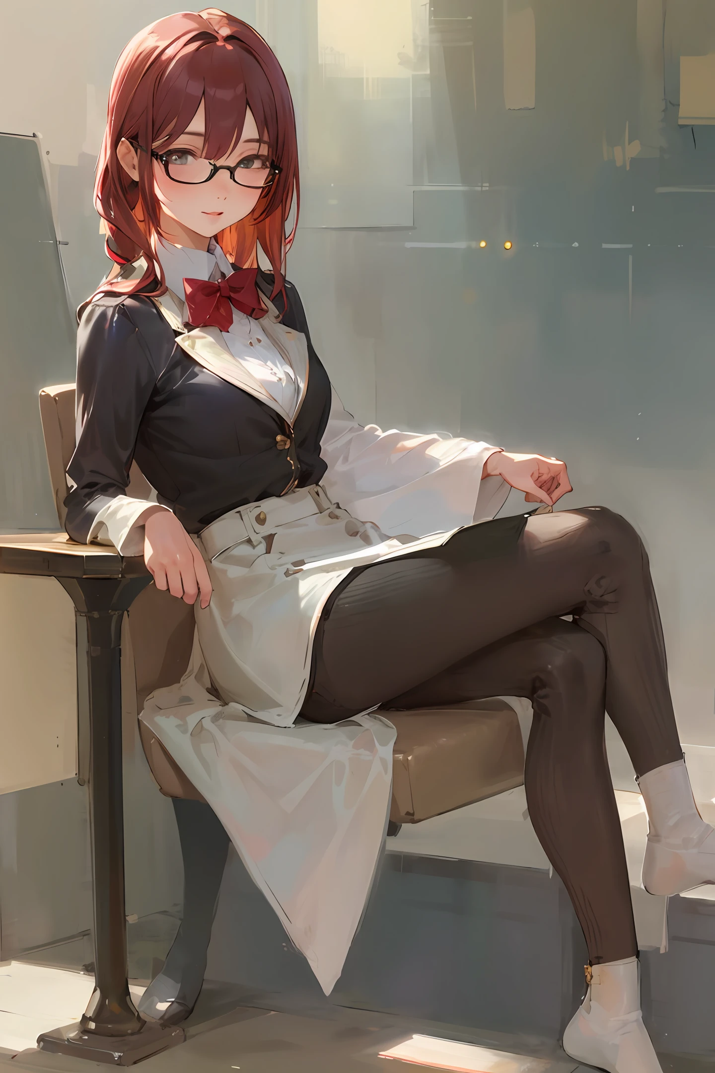 1 woman,Wear black stockings,Clean lines,Raised sexy,