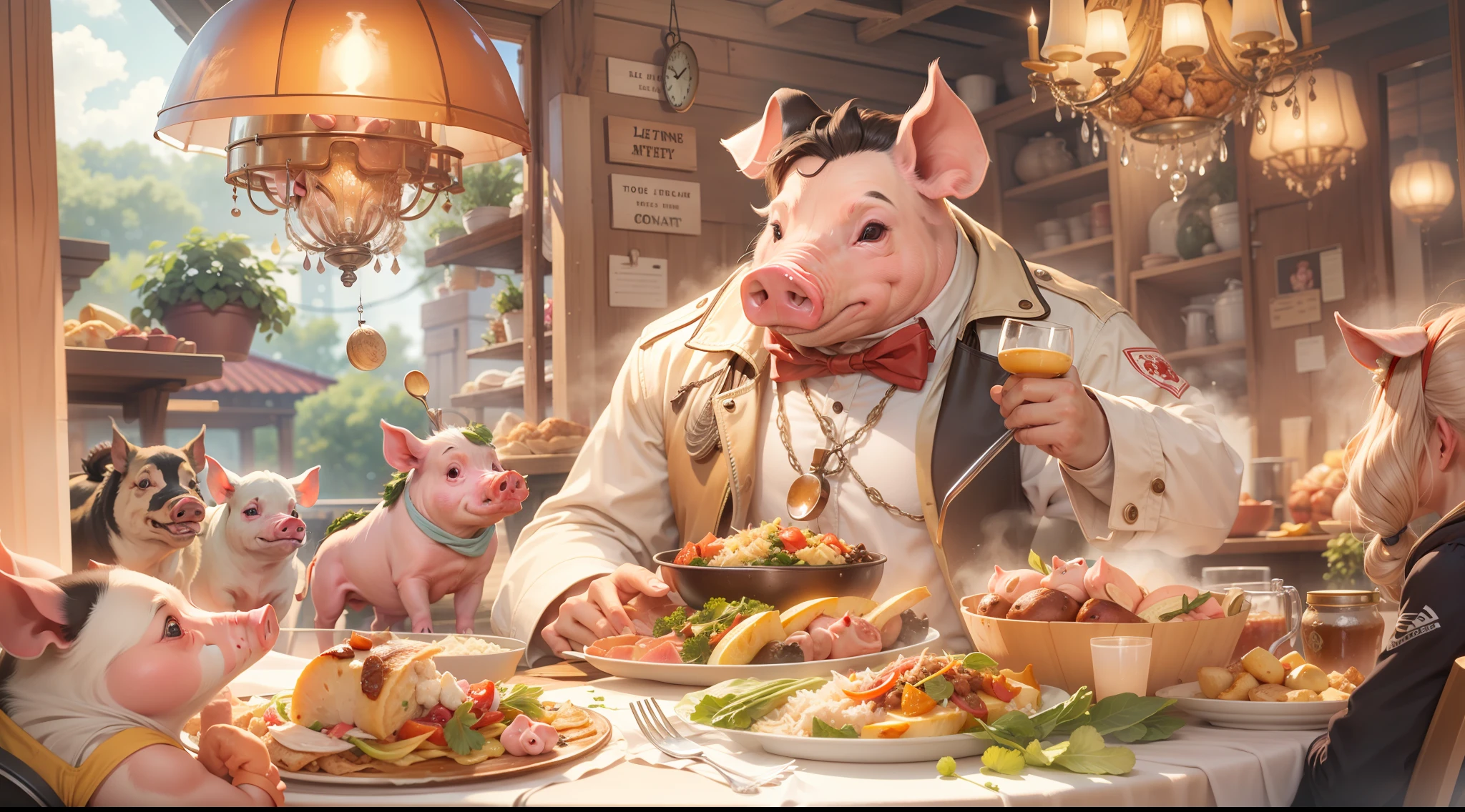 A pig,At meal