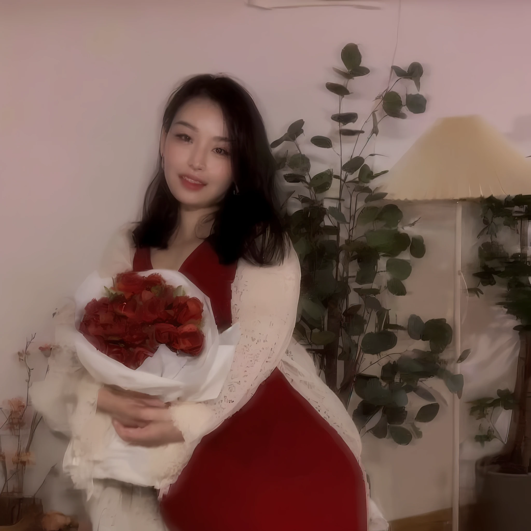 ((Best Picture Quality, 8k, tmasterpiece:1.3)), 1girl, Beautuful Women:1.3, (Casual hairstyle, No leakage of :1.2), shift dresses:1.1, Ultra-fine face, A detailed eye, 二重まぶた,ssmile,Home