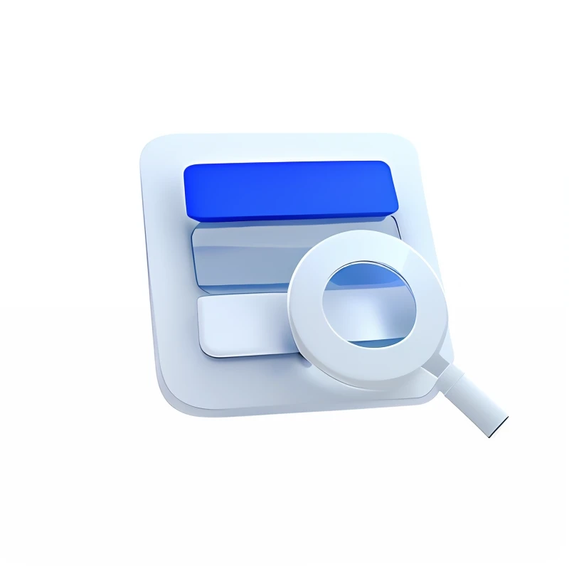 Close-up of magnifying glass on white button, depicted as a 3 d render, 3 d icon for mobile game, App icon, icon for an ai app, 3d minimalistic, _3d-terms_, stacked image, game icon asset, high quality topical render, stylized as a 3d render, File icon, high detal --auto