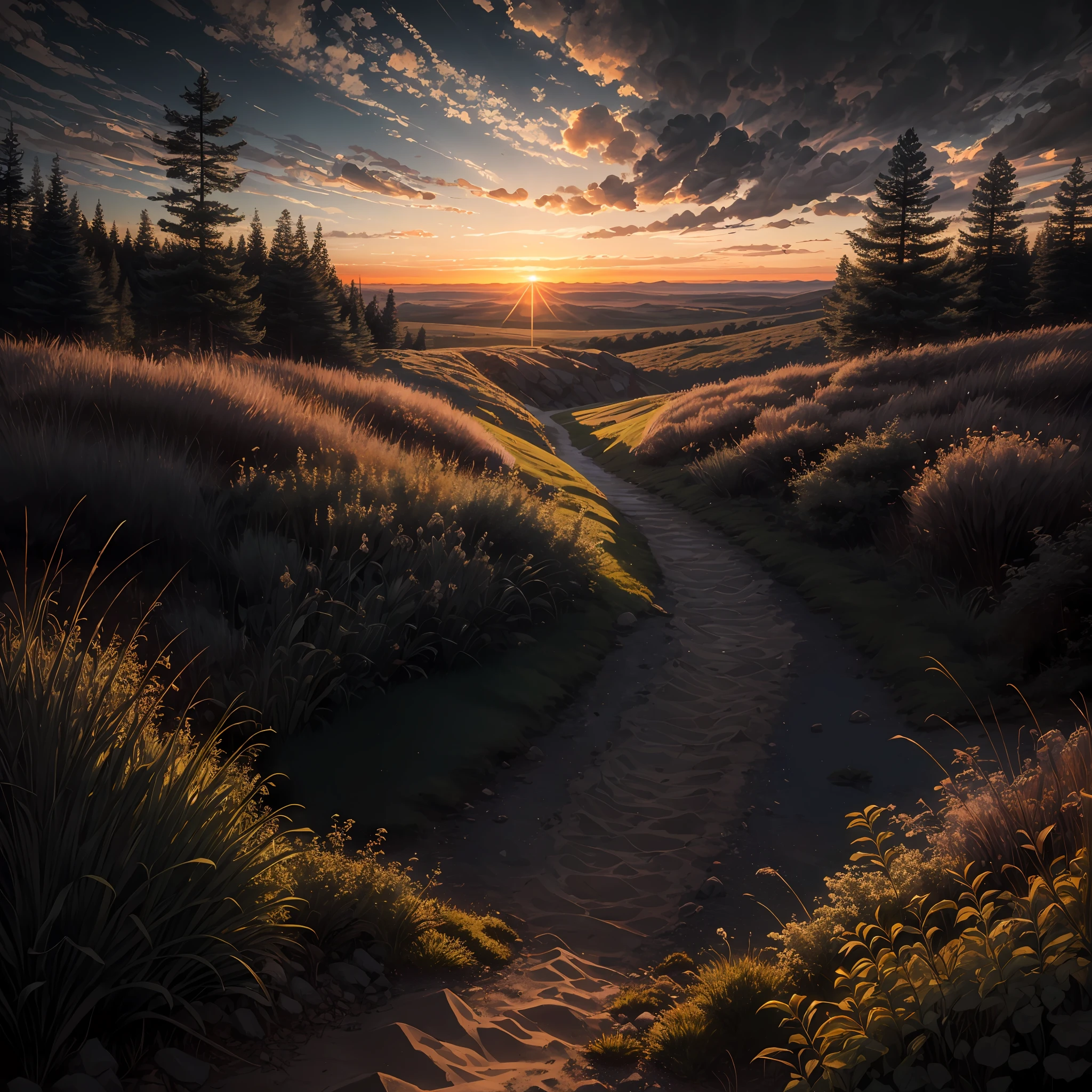 highres, imagination, (realistic), clear skies, composition, sunset, (hdr:1.5), outdoors, intricate details,