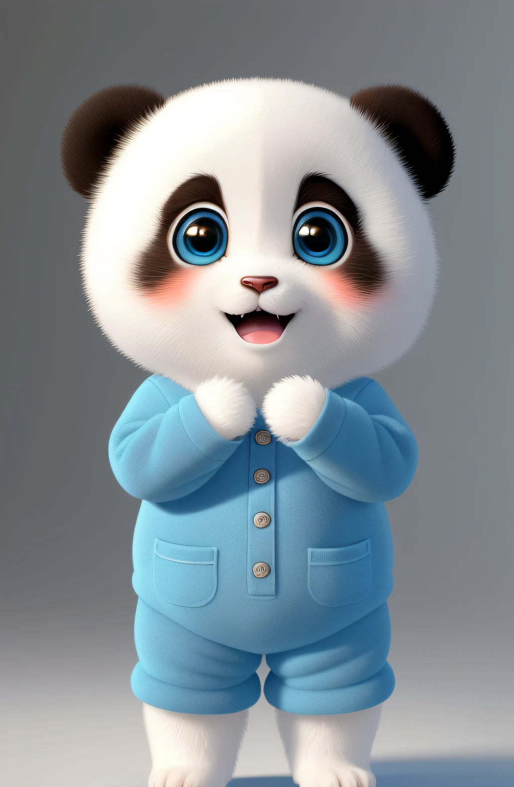 (masterpiece), (best quality), (ultra-detailed), (full body:1.2), Super cute, Baby, Pixar, Baby panda in pajamas, Big bright eyes, Fluffy, Smile, Delicate and fine, Fairy tales, Incredibly high detailed, Pixar style, Bright color palette, Natural light, Simple background with pure color, Octane render, Trending on Artstation, Gorgeous, Ultra wide angle, 8k, HD, Realistic