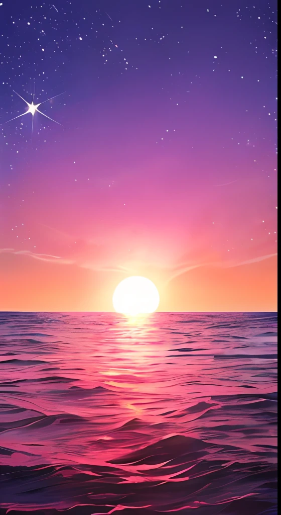 Pink moon, pink sky, soft pink clouds, pink ocean waves sparkling, sparkling, pink roses on pink ocean, fantasy, diamond, crown, universe, soft lights, --auto