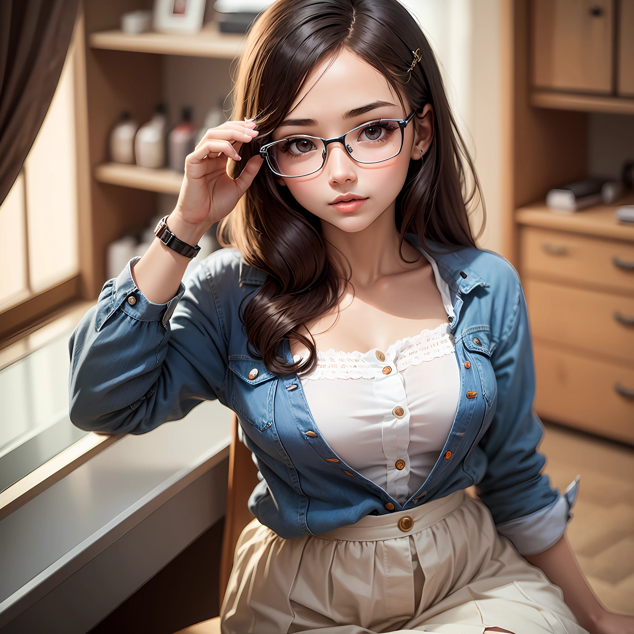 Pure girl，adolable，eye glass --auto