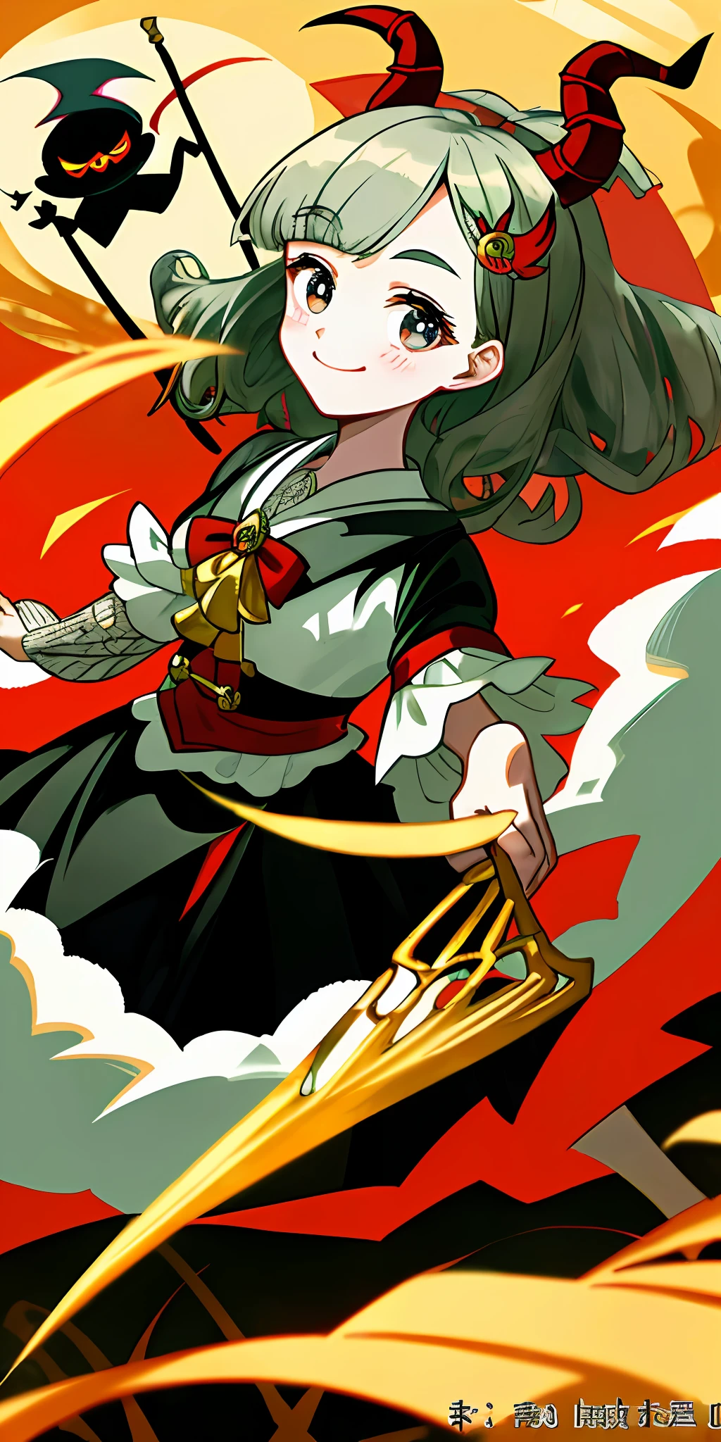 (masterpiece、top-quality)、a beauty girl、Small devil、hime-cut、Bewitching smile、Raking up your hair with both hands、bustup