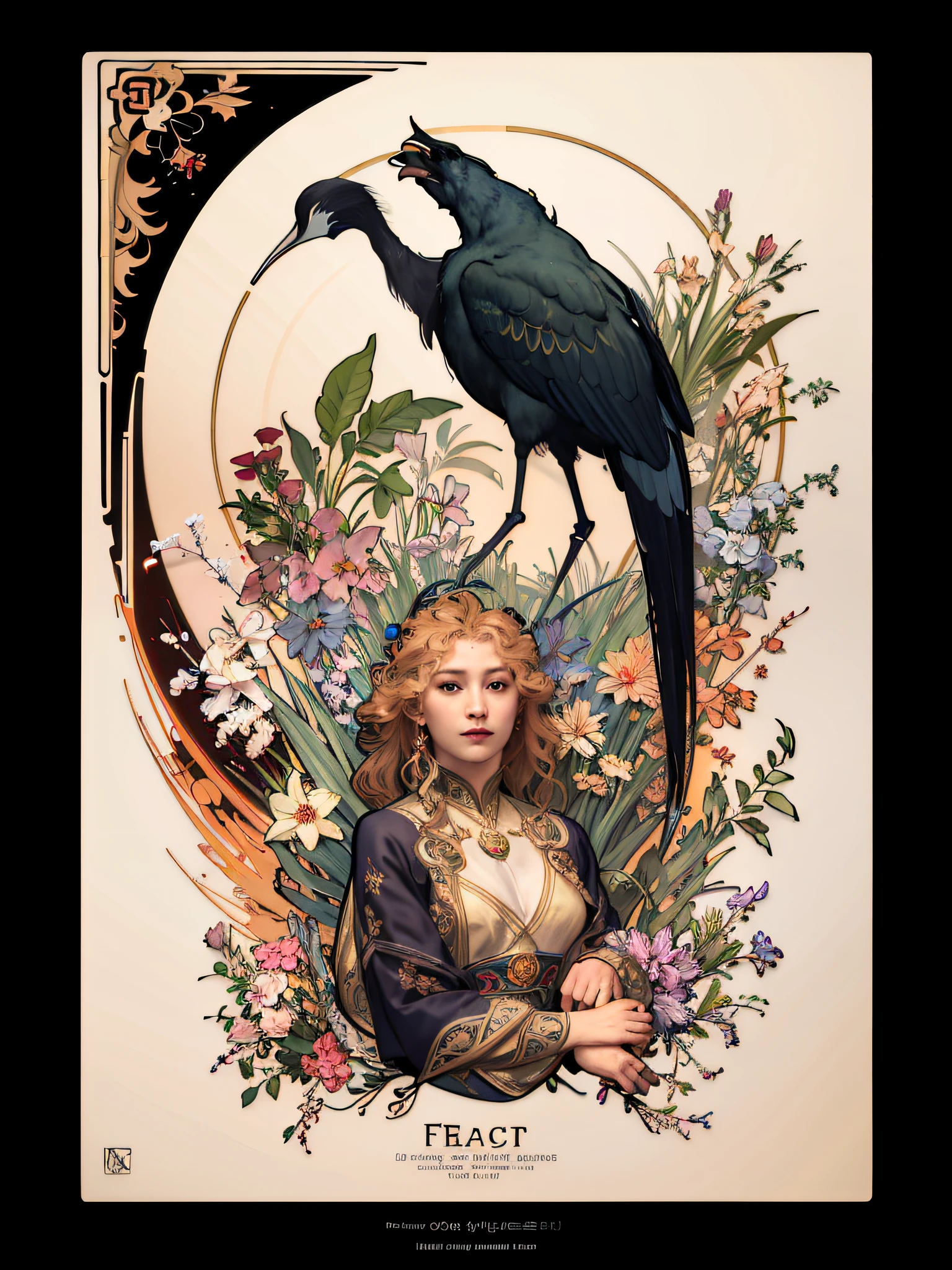 There was a bird sitting on a woman's back, A beautiful artwork illustration, Exquisite digital illustration, mucha style 4k, anime art nouveau, Alphonse mucha and rossdraws, Guviz-style artwork, Beautiful illustration, ghibli tom bagshaw, korean art nouveau anime, NeoArtcore和Charlie Bowater（charlie bowater）, Beautiful digital illustration